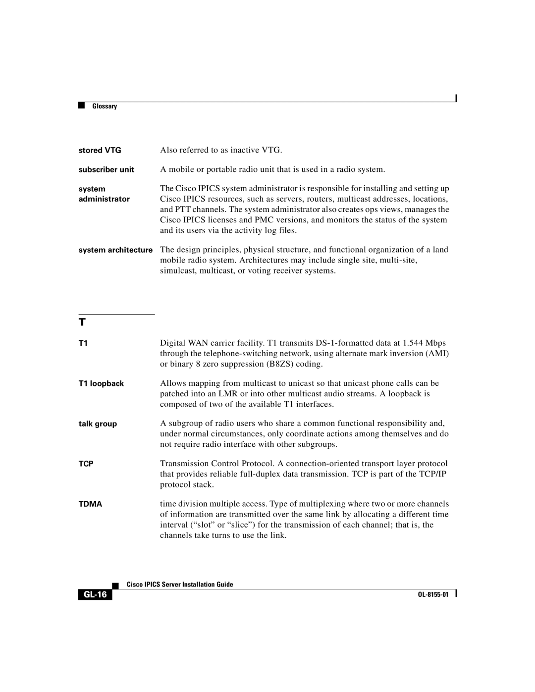 Cisco Systems OL-8155-01 manual GL-16 