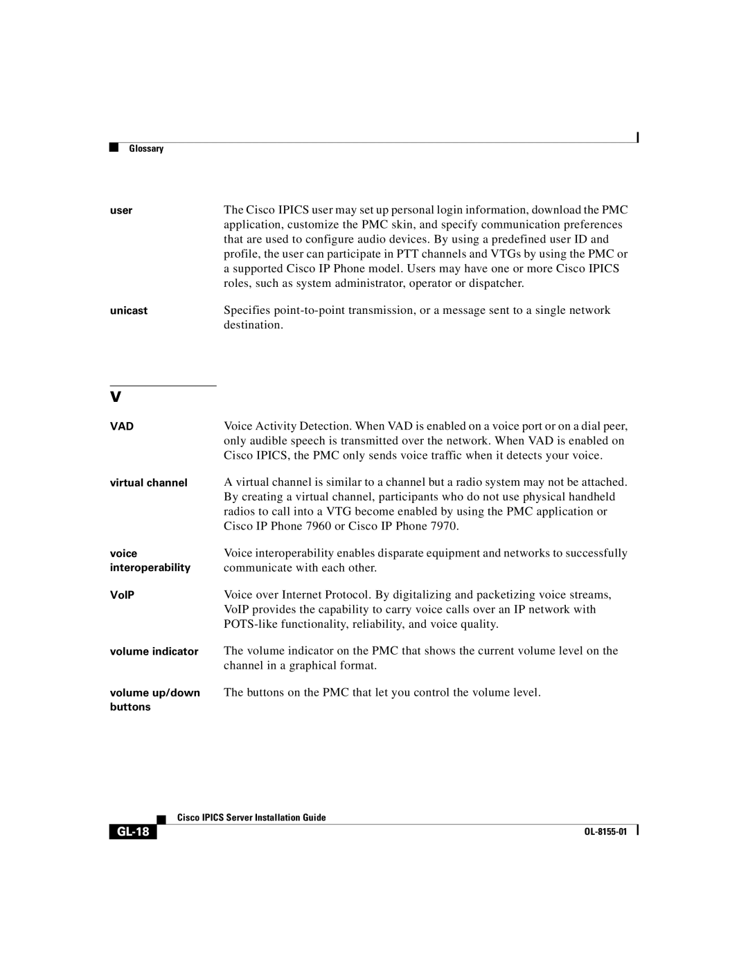 Cisco Systems OL-8155-01 manual GL-18 