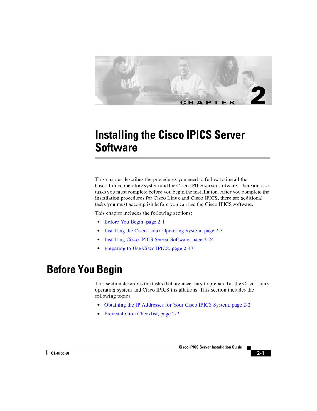 Cisco Systems OL-8155-01 manual Installing the Cisco Ipics Server Software, Before You Begin 