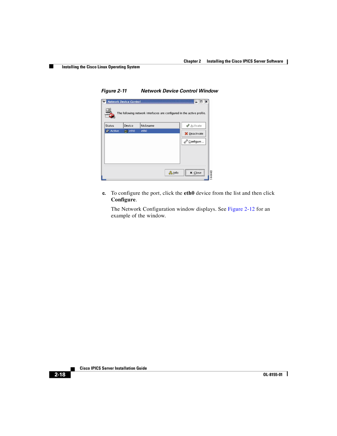 Cisco Systems OL-8155-01 manual Network Device Control Window 