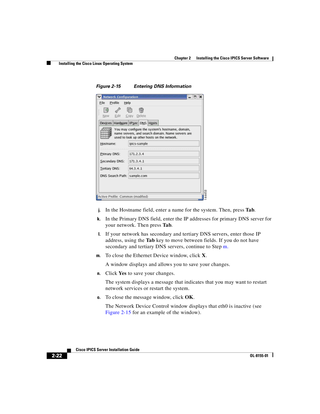 Cisco Systems OL-8155-01 manual Entering DNS Information 