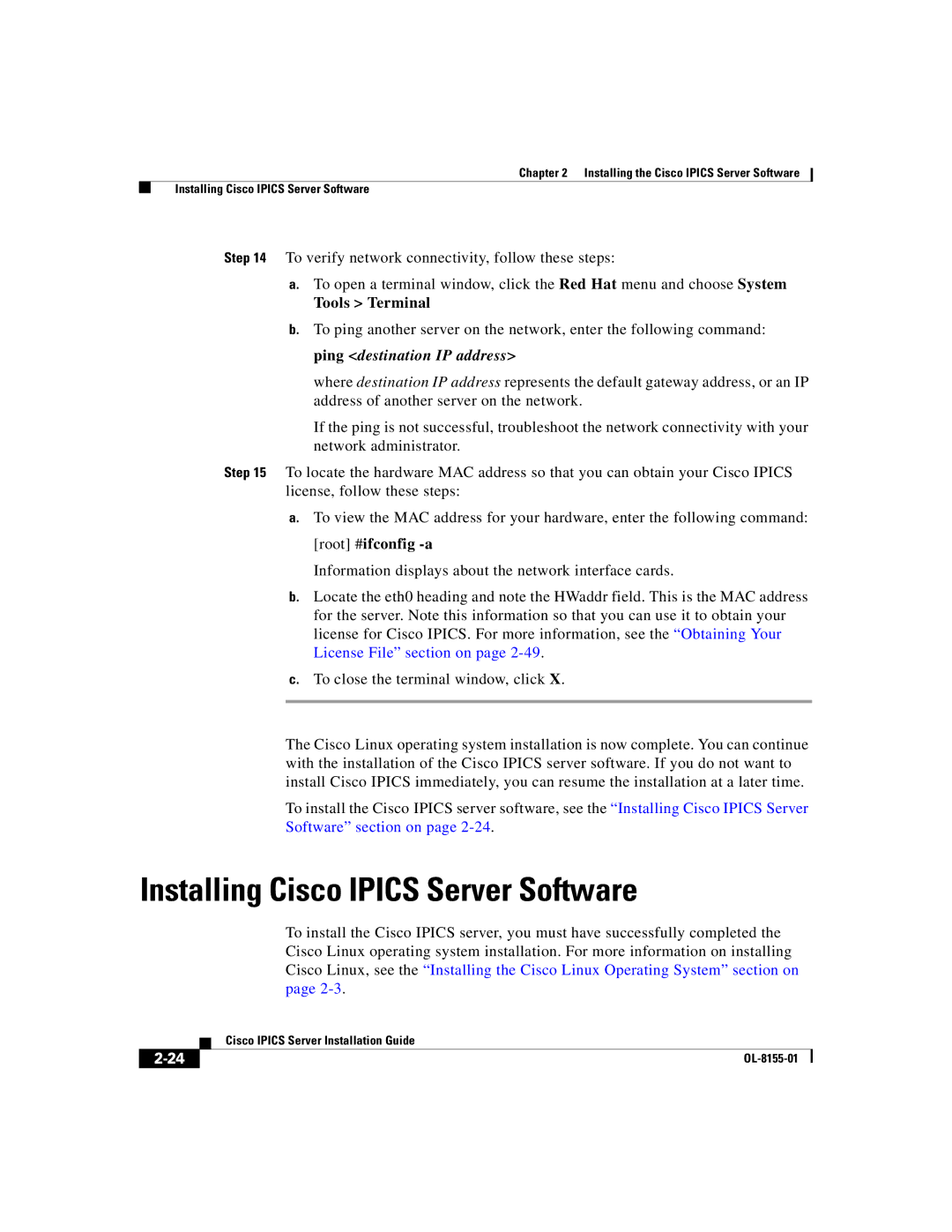 Cisco Systems OL-8155-01 manual Installing Cisco Ipics Server Software, Tools Terminal 