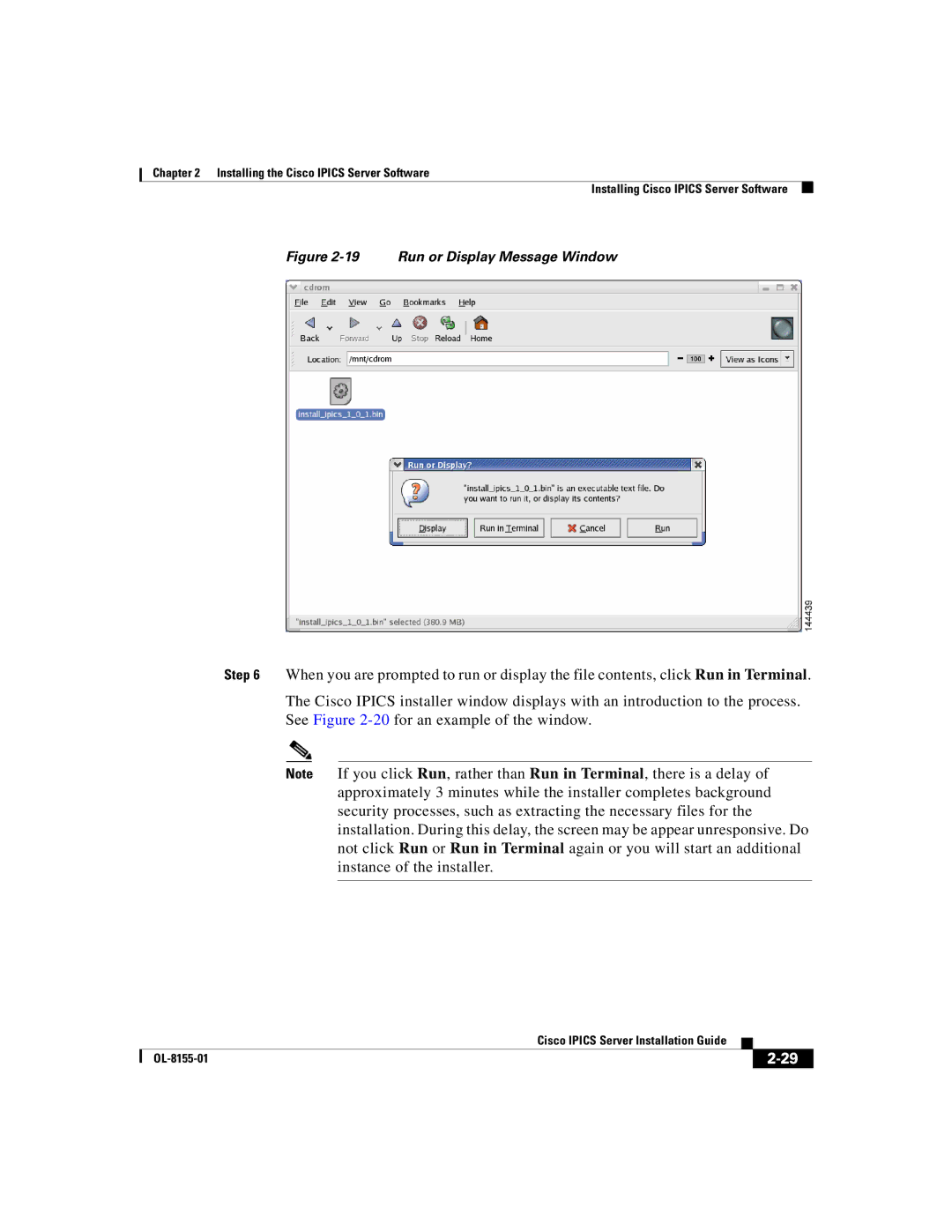 Cisco Systems OL-8155-01 manual Run or Display Message Window 