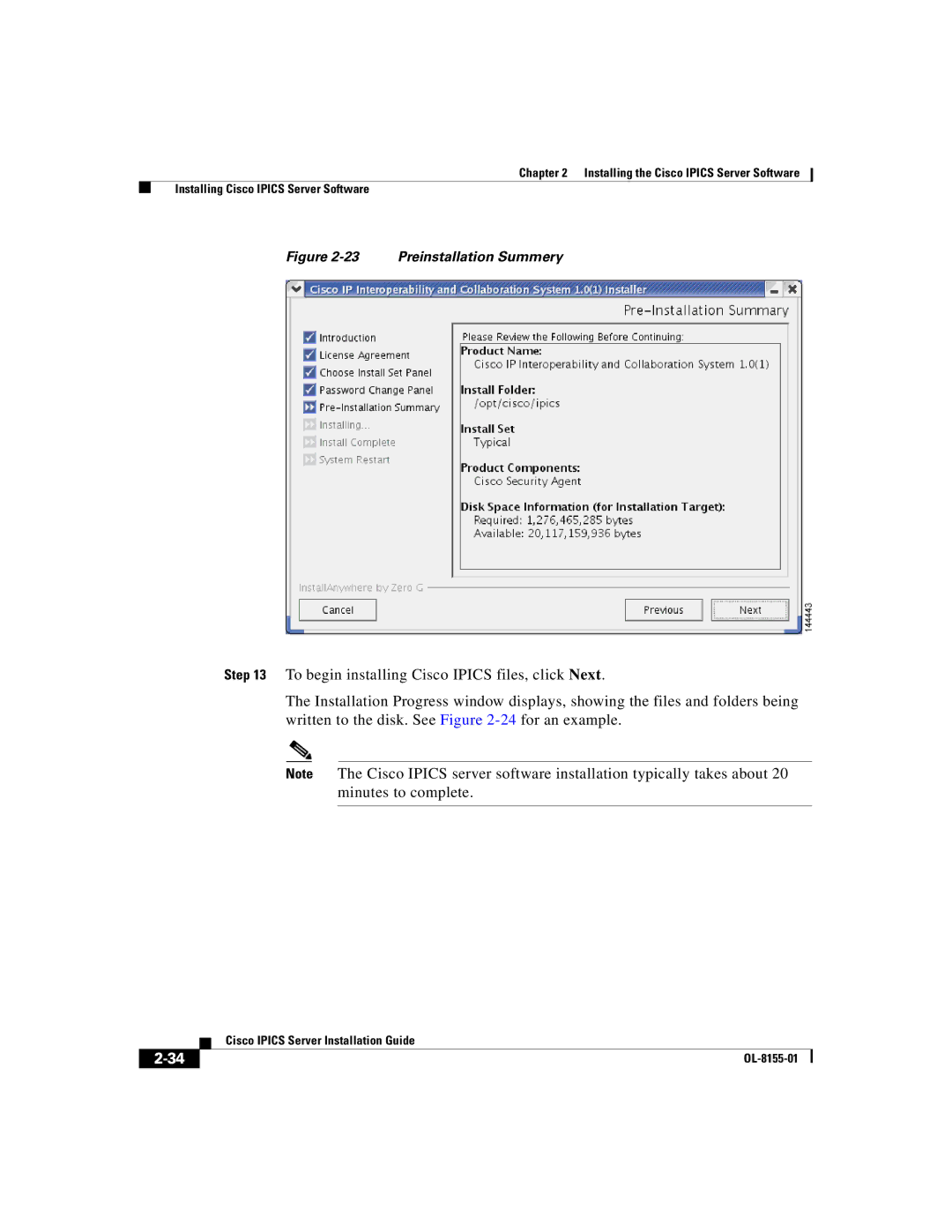 Cisco Systems OL-8155-01 manual Preinstallation Summery 