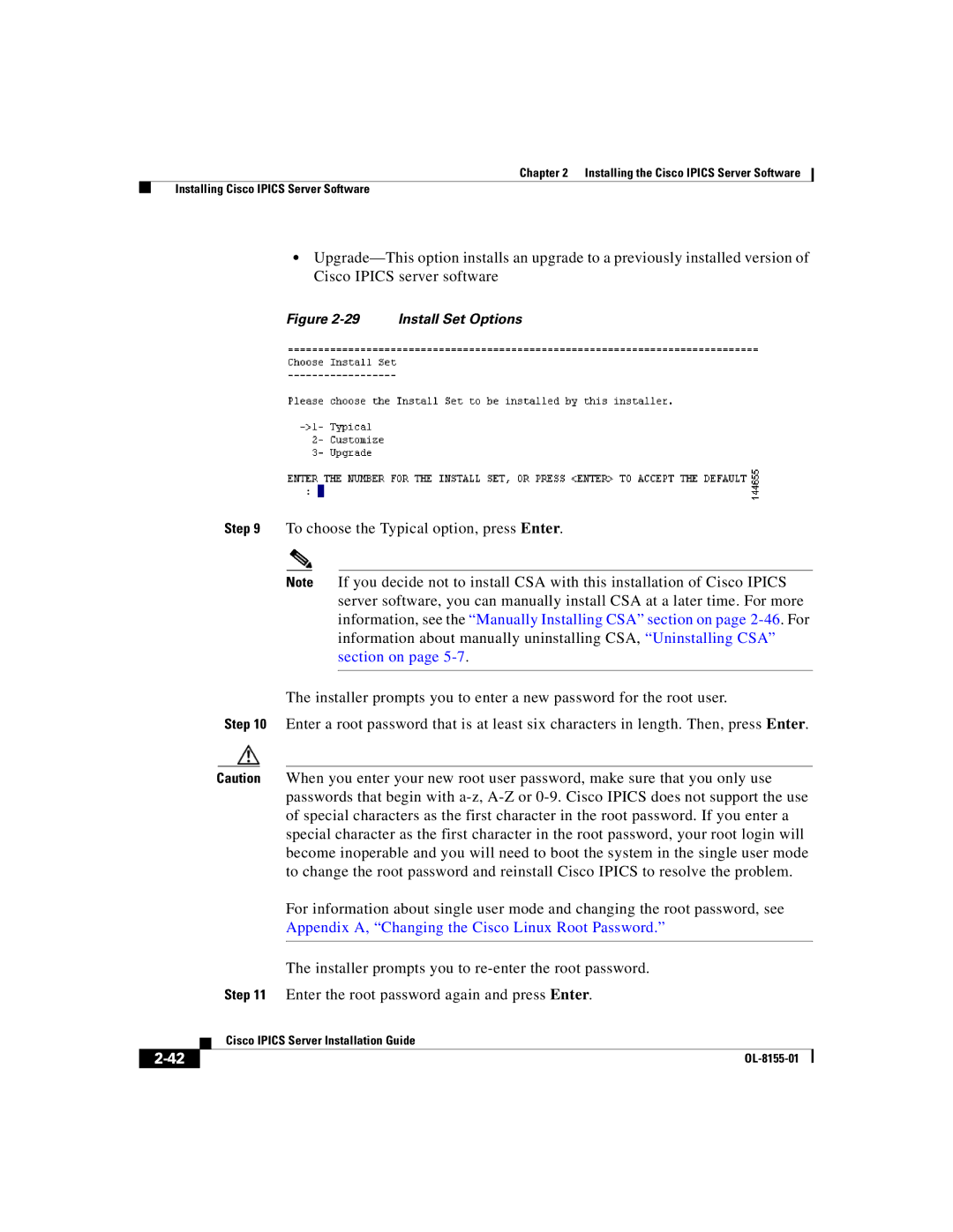 Cisco Systems OL-8155-01 manual Install Set Options 