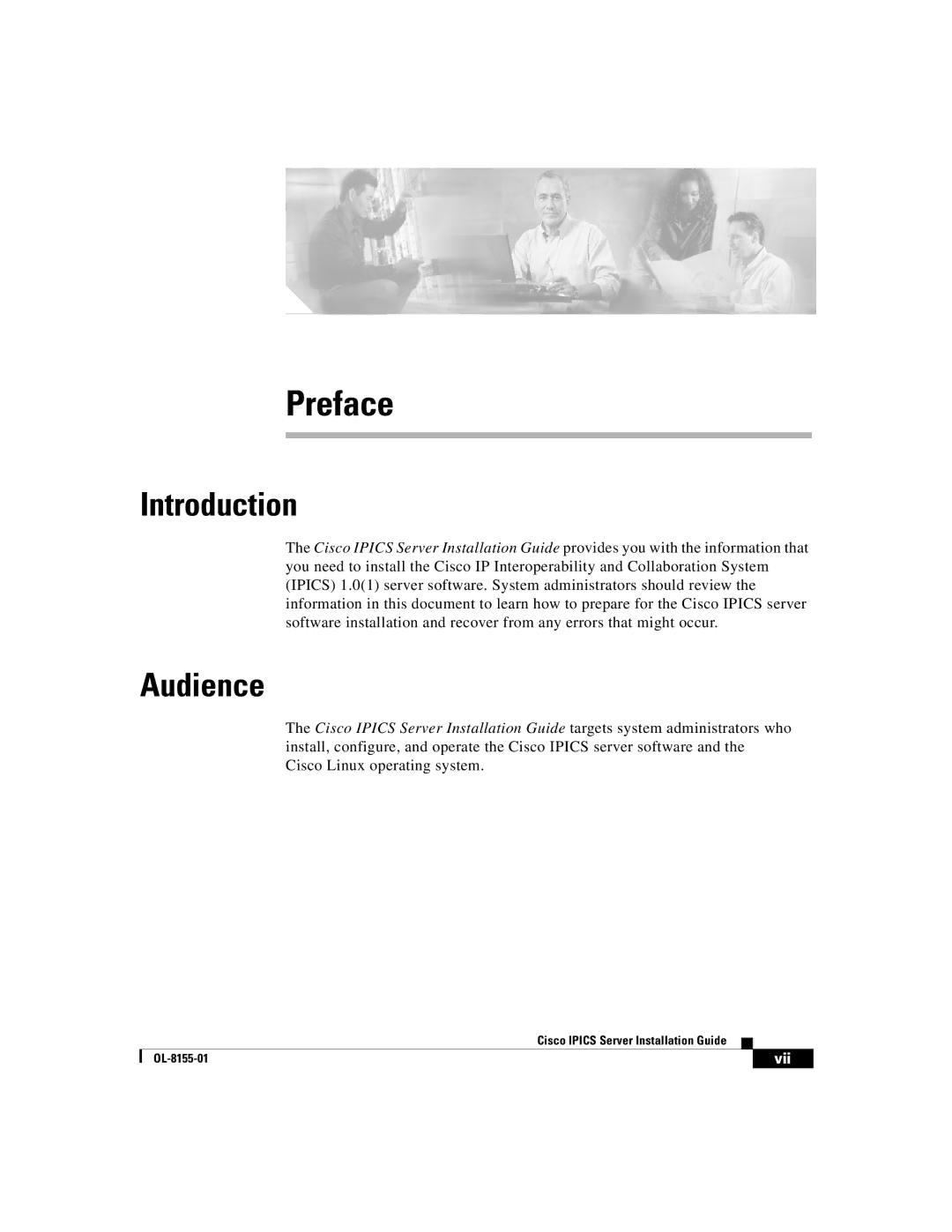 Cisco Systems OL-8155-01 manual Introduction, Audience, Vii 