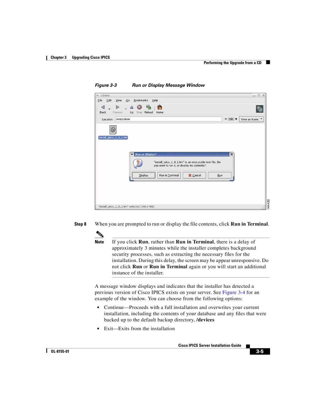 Cisco Systems OL-8155-01 manual Run or Display Message Window 