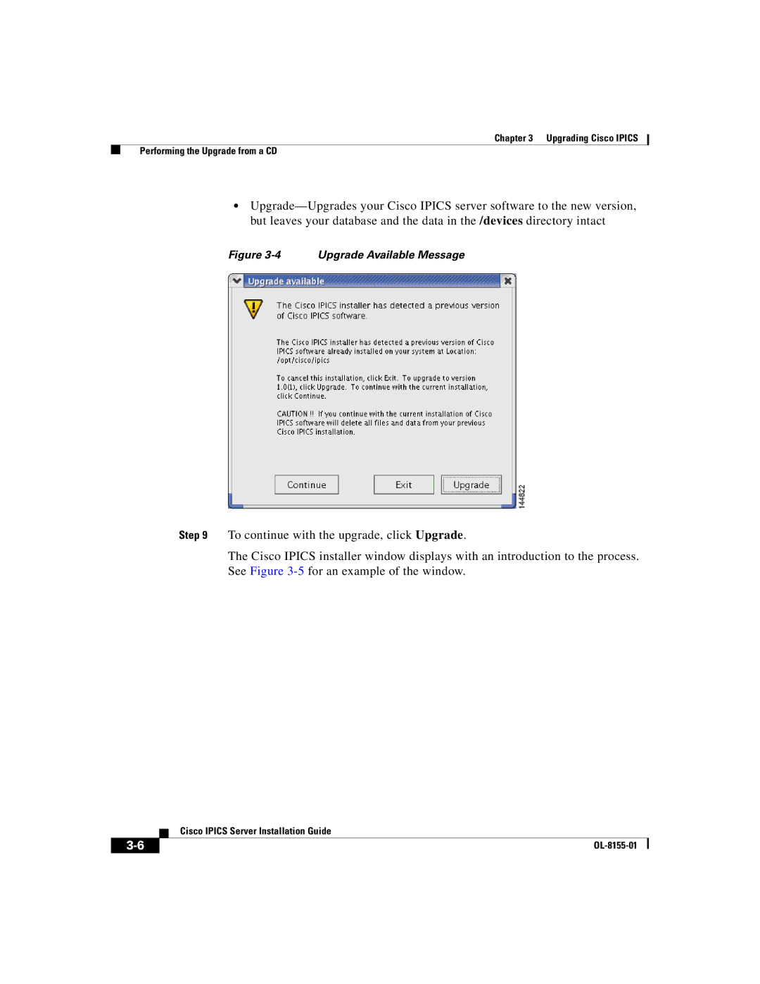 Cisco Systems OL-8155-01 manual Upgrade Available Message 