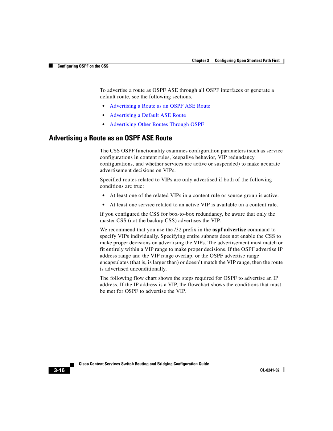 Cisco Systems OL-8241-02 manual Advertising a Route as an Ospf ASE Route 