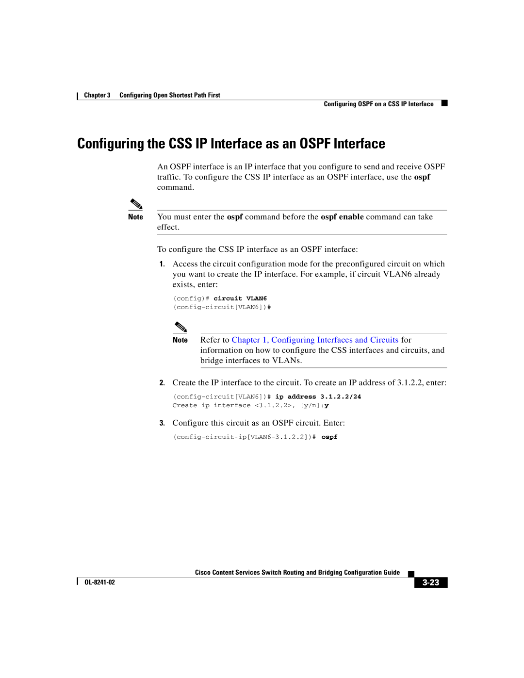 Cisco Systems OL-8241-02 manual Configuring the CSS IP Interface as an Ospf Interface 