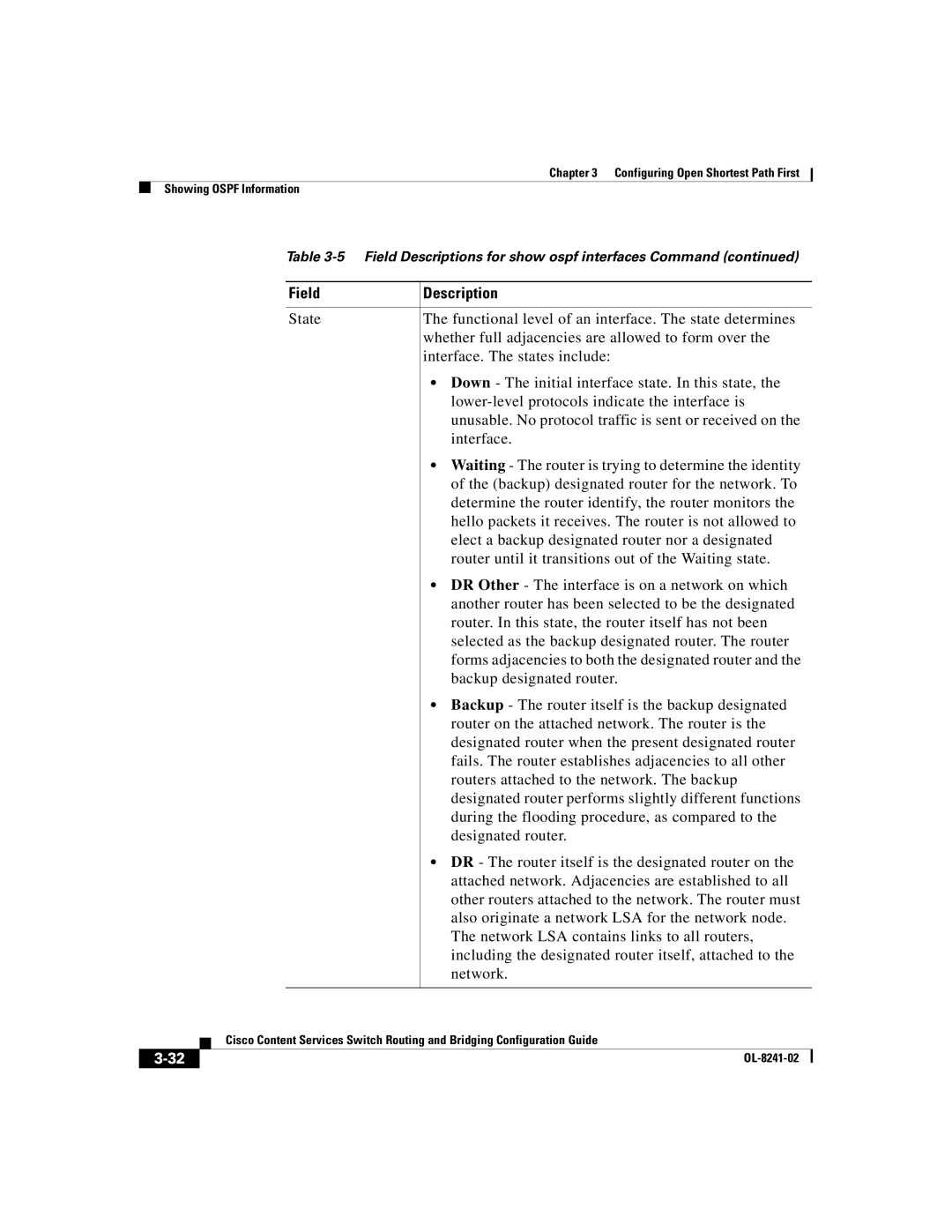 Cisco Systems OL-8241-02 manual Field 