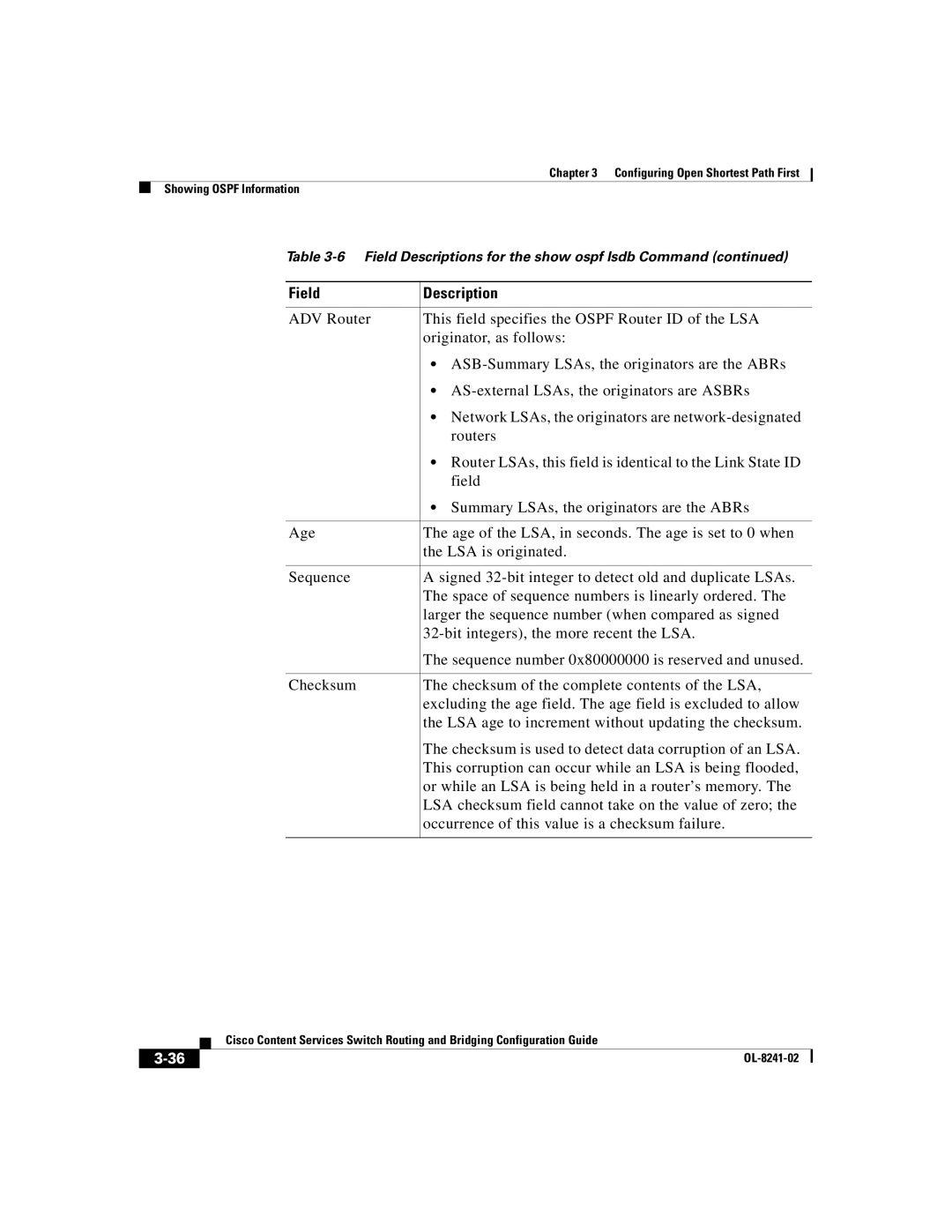 Cisco Systems OL-8241-02 manual Field Description 