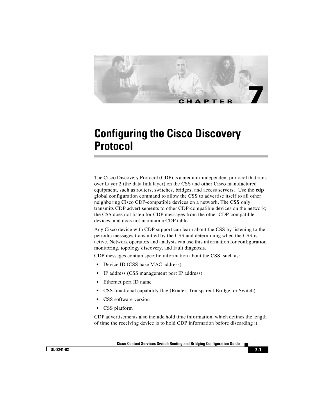 Cisco Systems OL-8241-02 manual Configuring the Cisco Discovery Protocol 