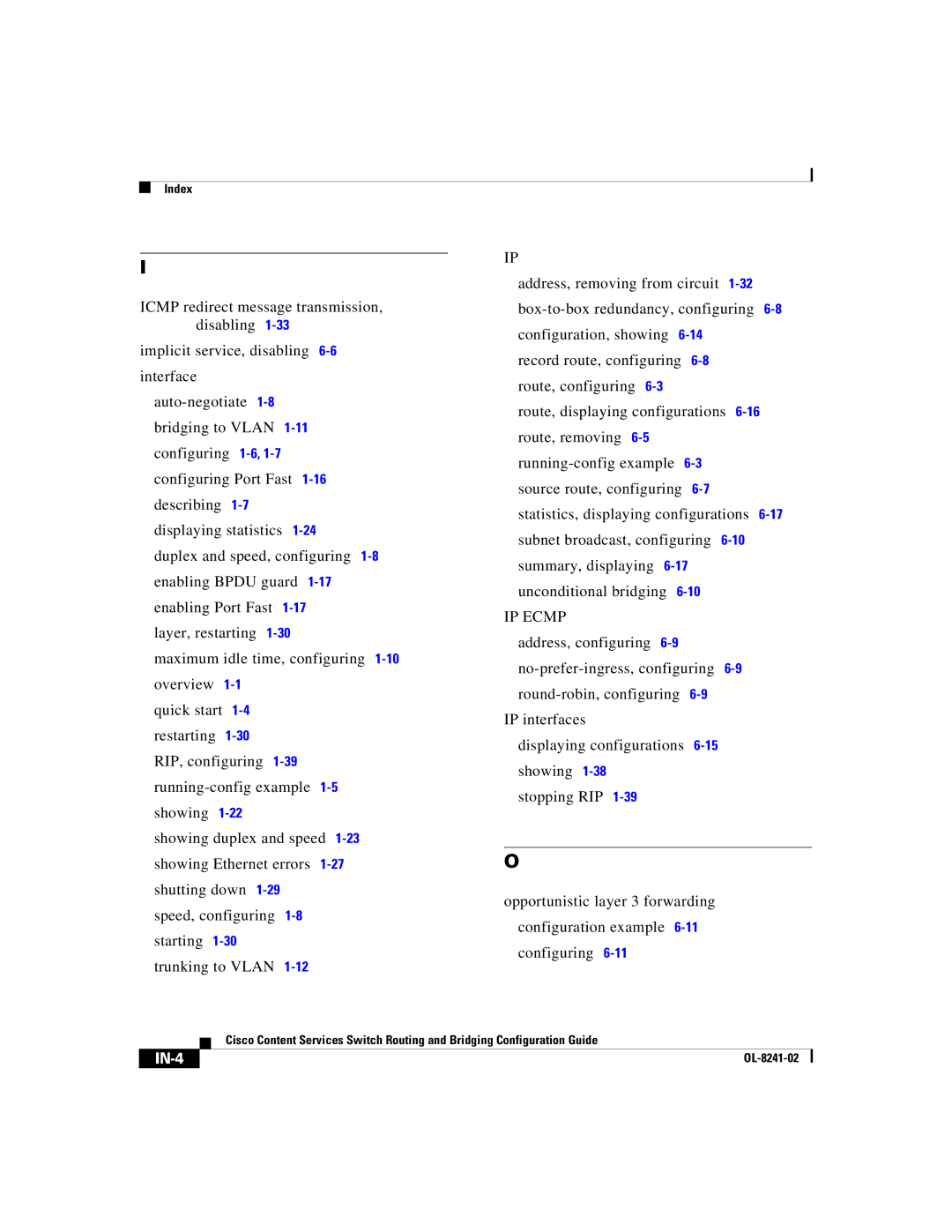 Cisco Systems OL-8241-02 manual IP Ecmp, IN-4 