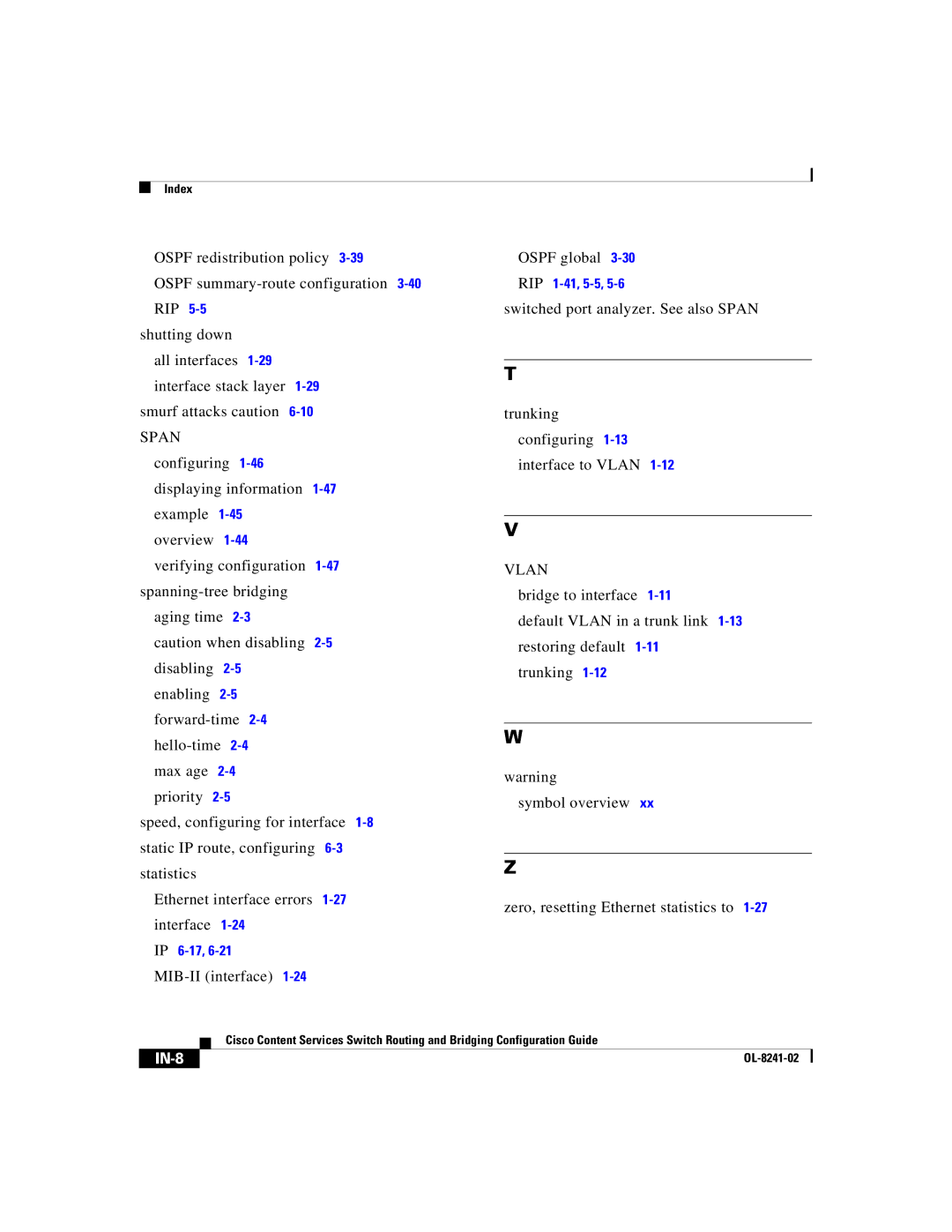 Cisco Systems OL-8241-02 manual MIB-II interface Ospf global, IN-8 