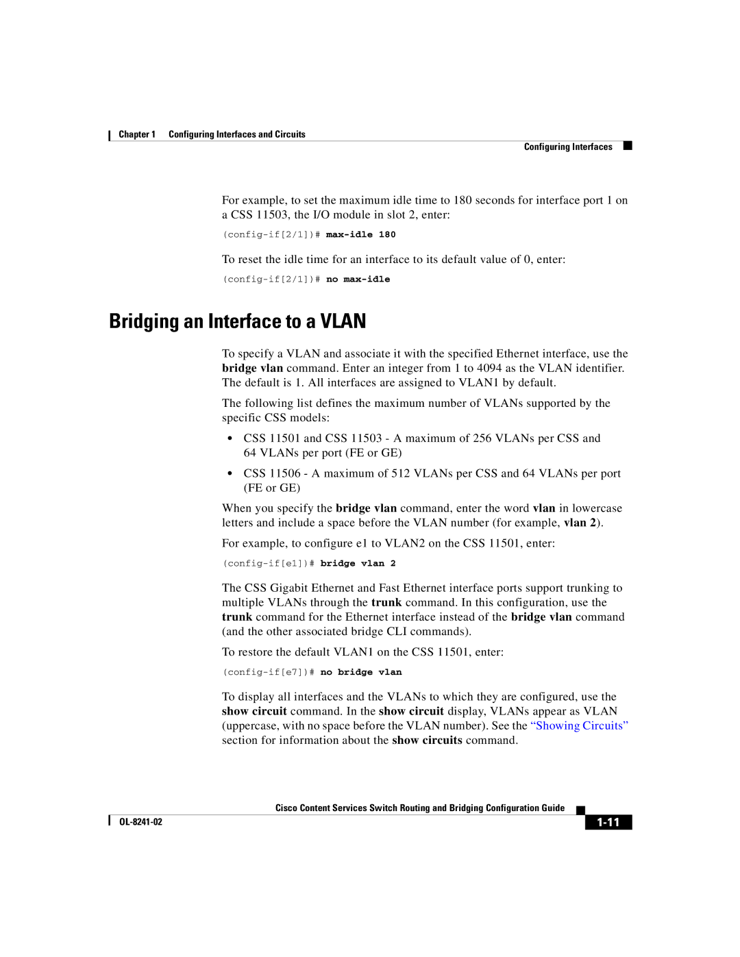 Cisco Systems OL-8241-02 manual Bridging an Interface to a Vlan 