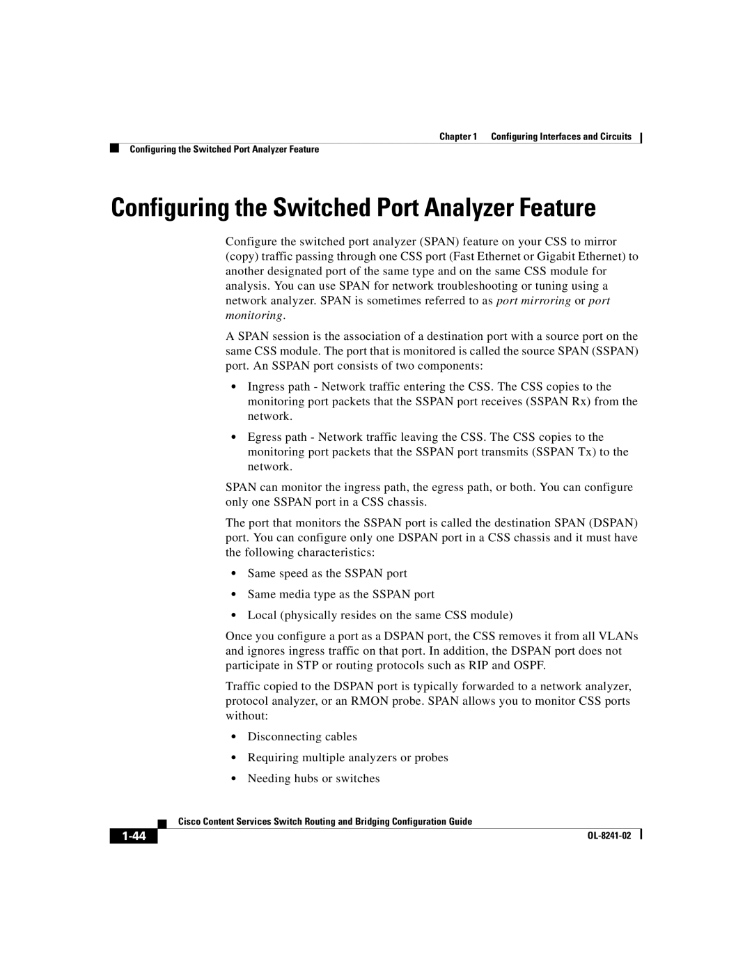 Cisco Systems OL-8241-02 manual Configuring the Switched Port Analyzer Feature 