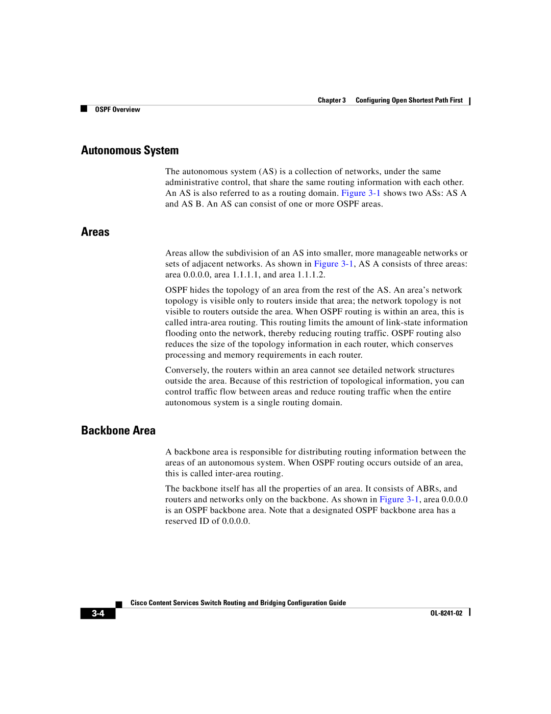 Cisco Systems OL-8241-02 manual Autonomous System, Areas, Backbone Area 