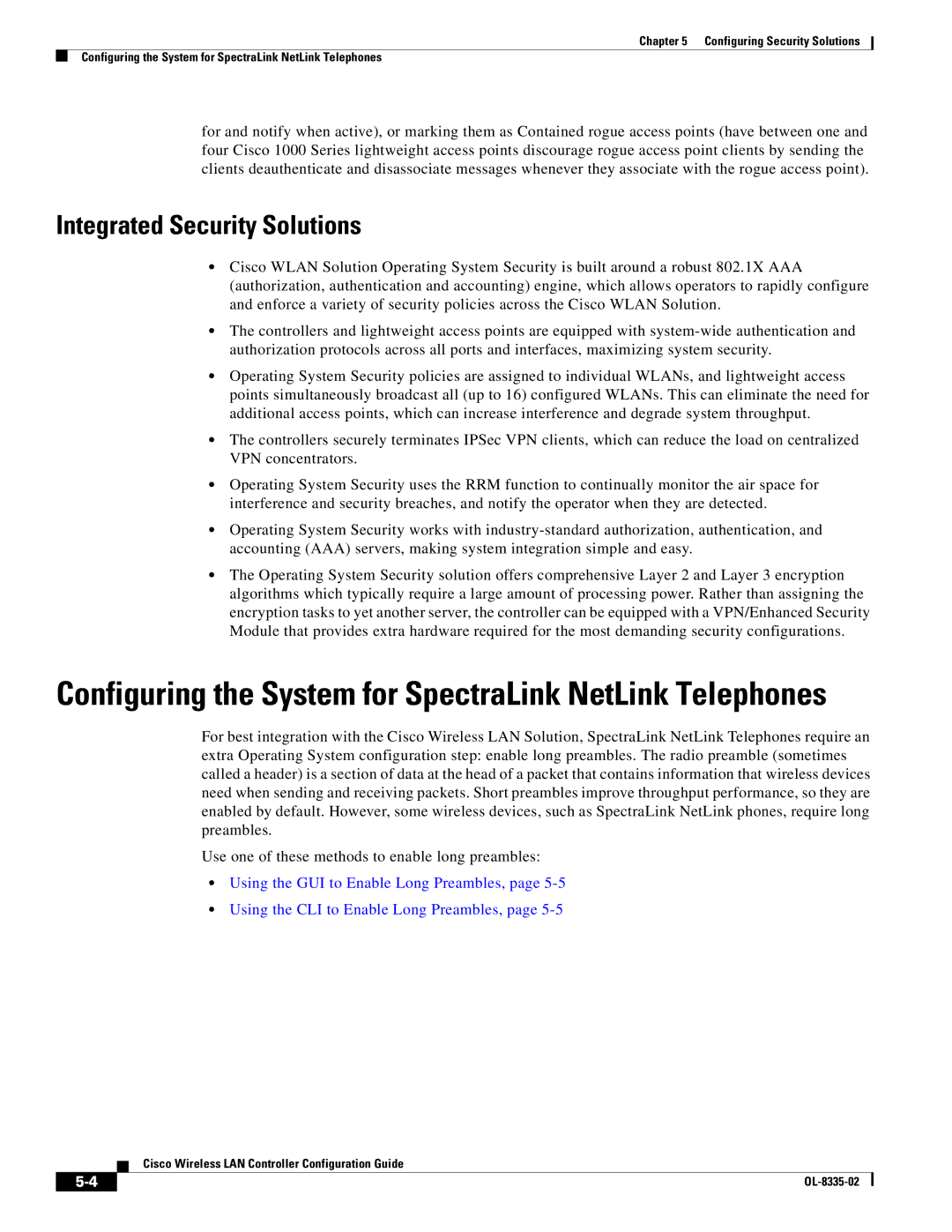 Cisco Systems OL-8335-02 manual Configuring the System for SpectraLink NetLink Telephones, Integrated Security Solutions 