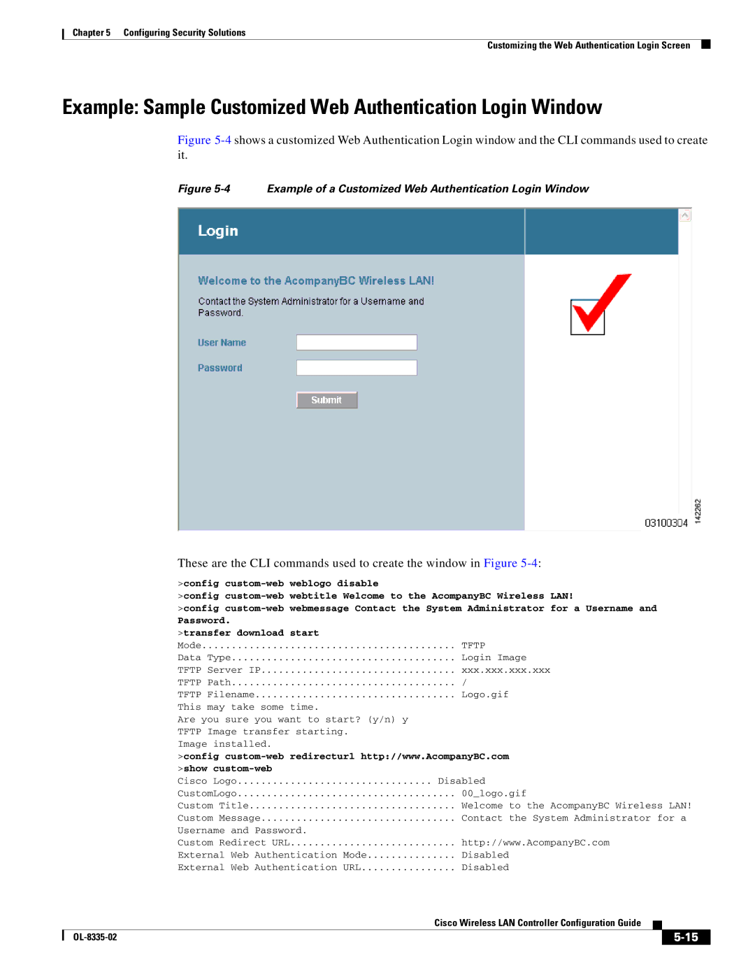 Cisco Systems OL-8335-02 manual Example Sample Customized Web Authentication Login Window 