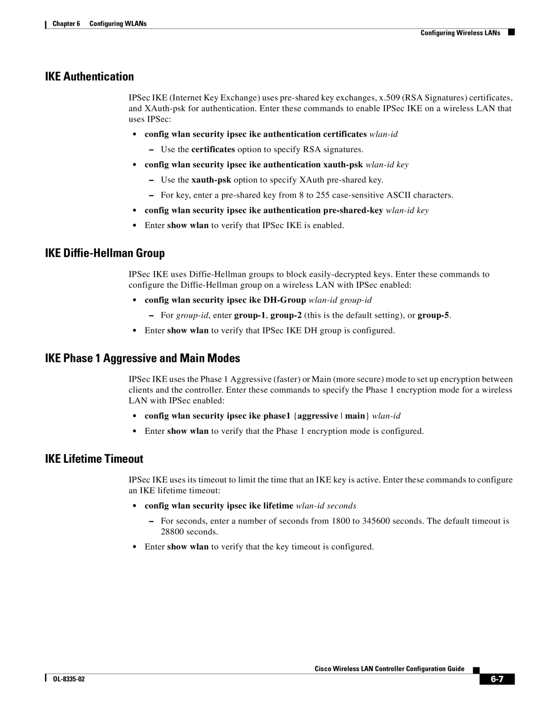 Cisco Systems OL-8335-02 manual IKE Authentication, IKE Diffie-Hellman Group, IKE Phase 1 Aggressive and Main Modes 