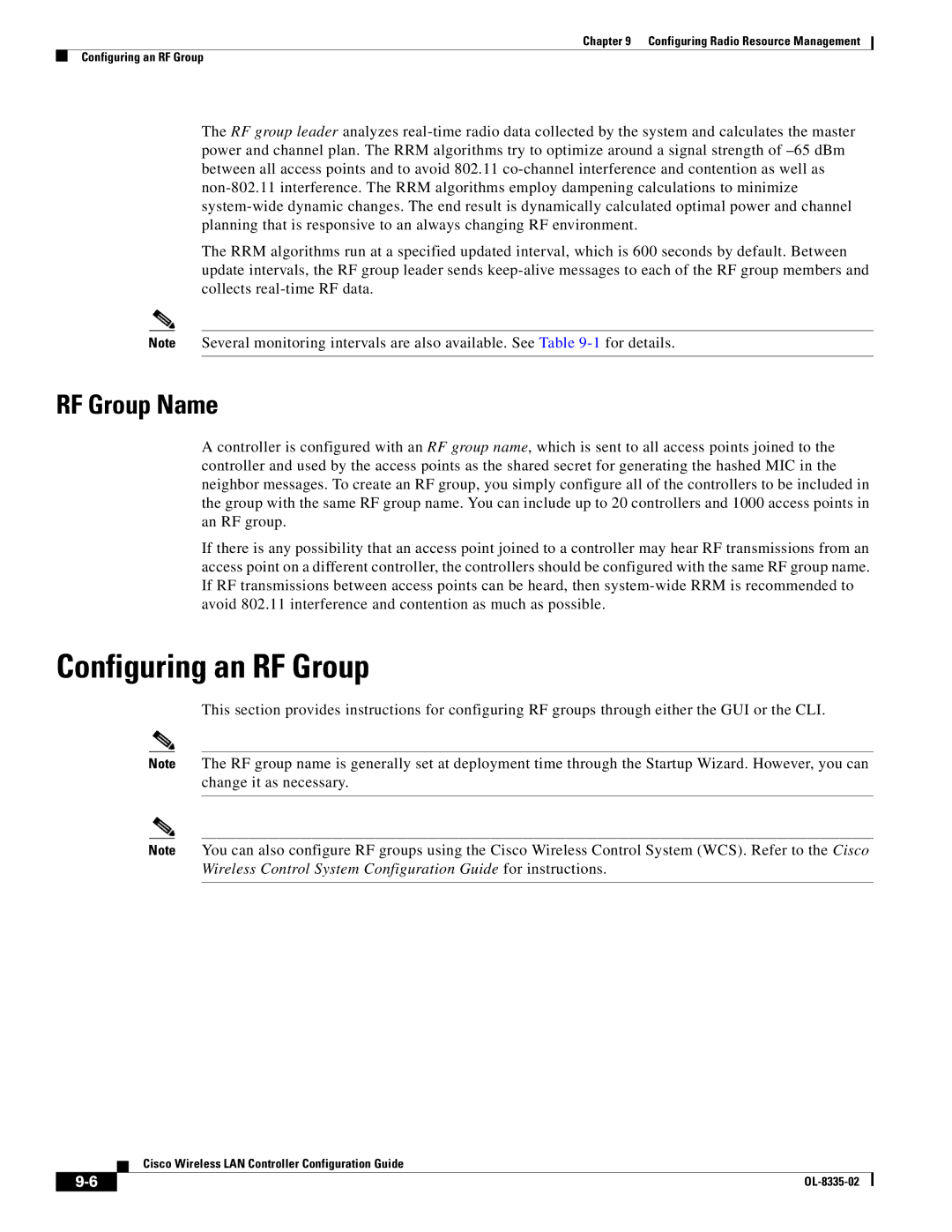 Cisco Systems OL-8335-02 manual Configuring an RF Group, RF Group Name 