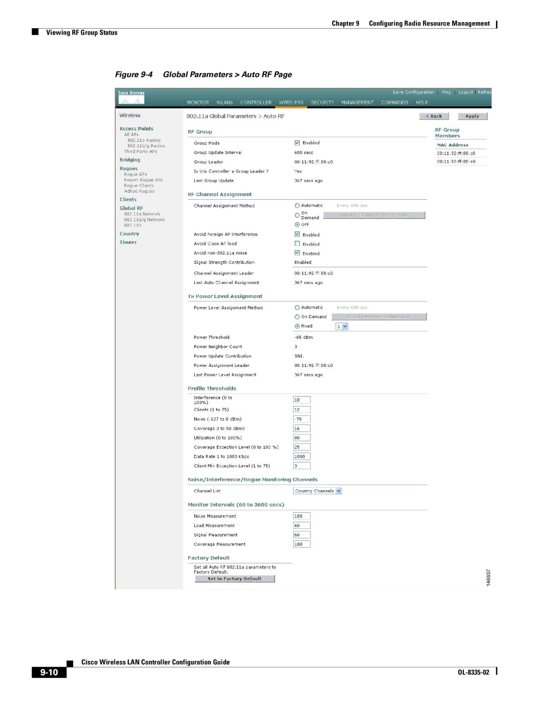 Cisco Systems OL-8335-02 manual Global Parameters Auto RF 