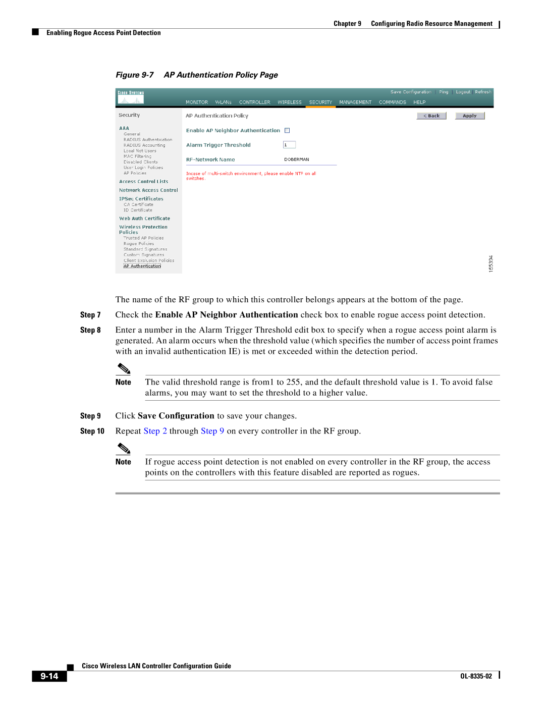 Cisco Systems OL-8335-02 manual AP Authentication Policy 