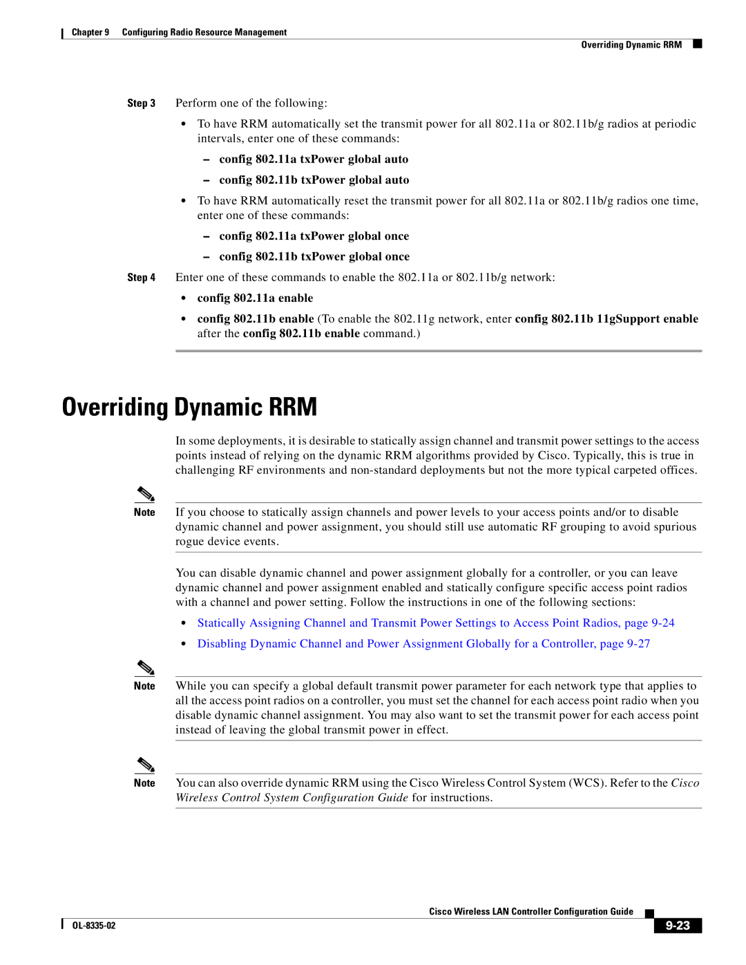 Cisco Systems OL-8335-02 manual Overriding Dynamic RRM 