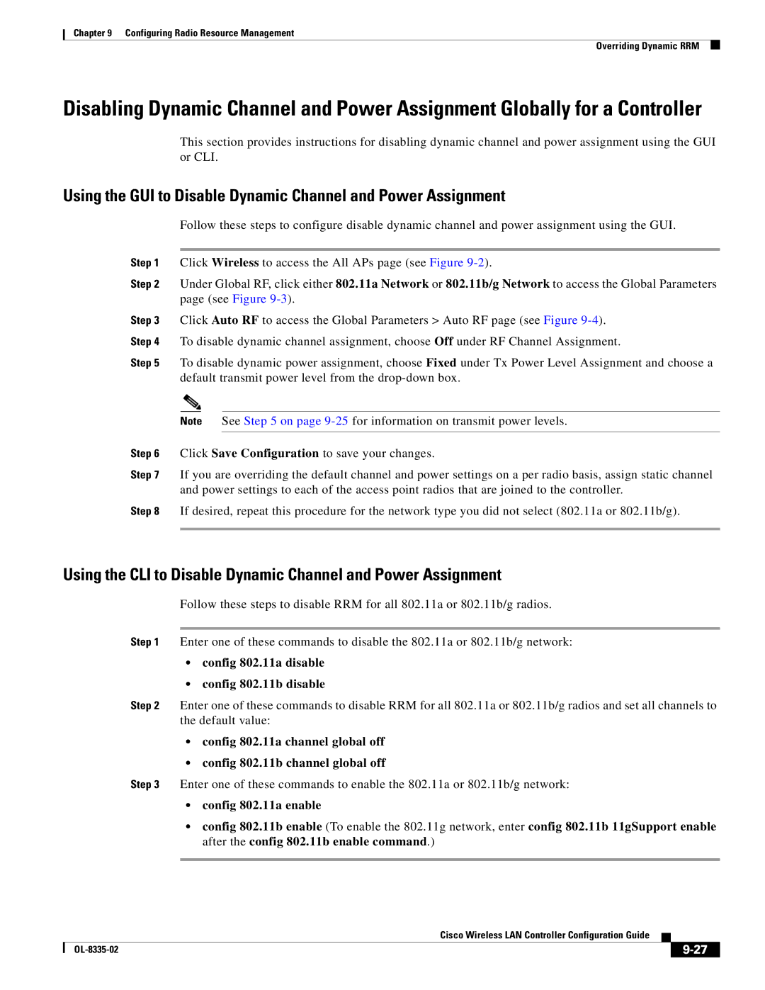 Cisco Systems OL-8335-02 manual Config 802.11a disable Config 802.11b disable 