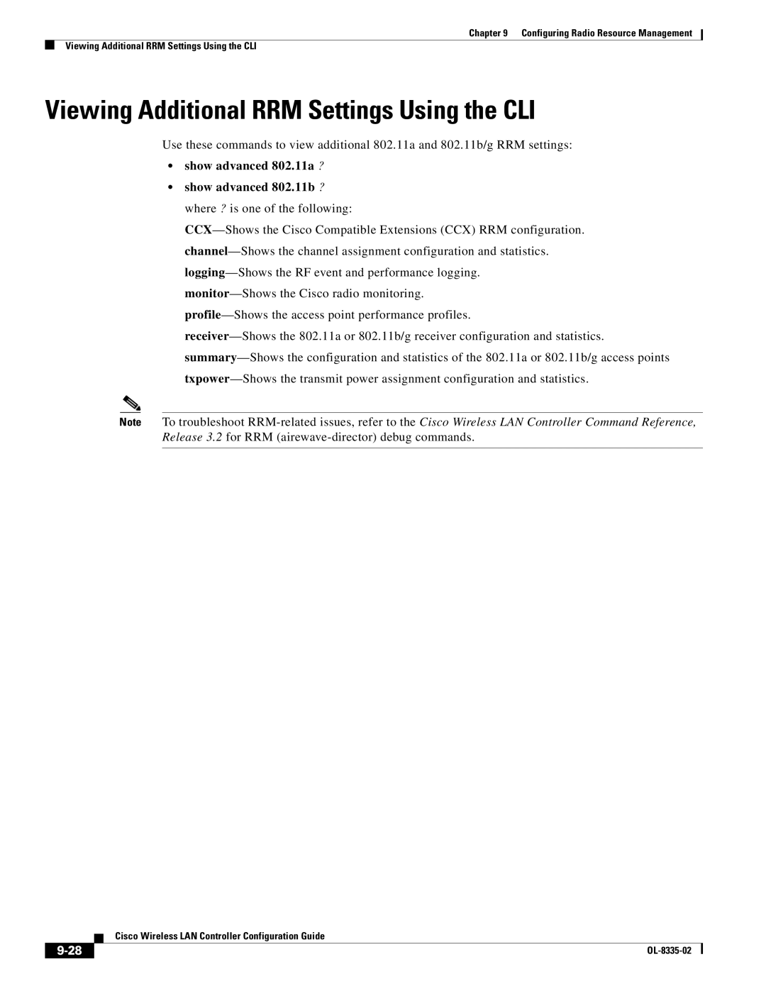 Cisco Systems OL-8335-02 manual Viewing Additional RRM Settings Using the CLI 