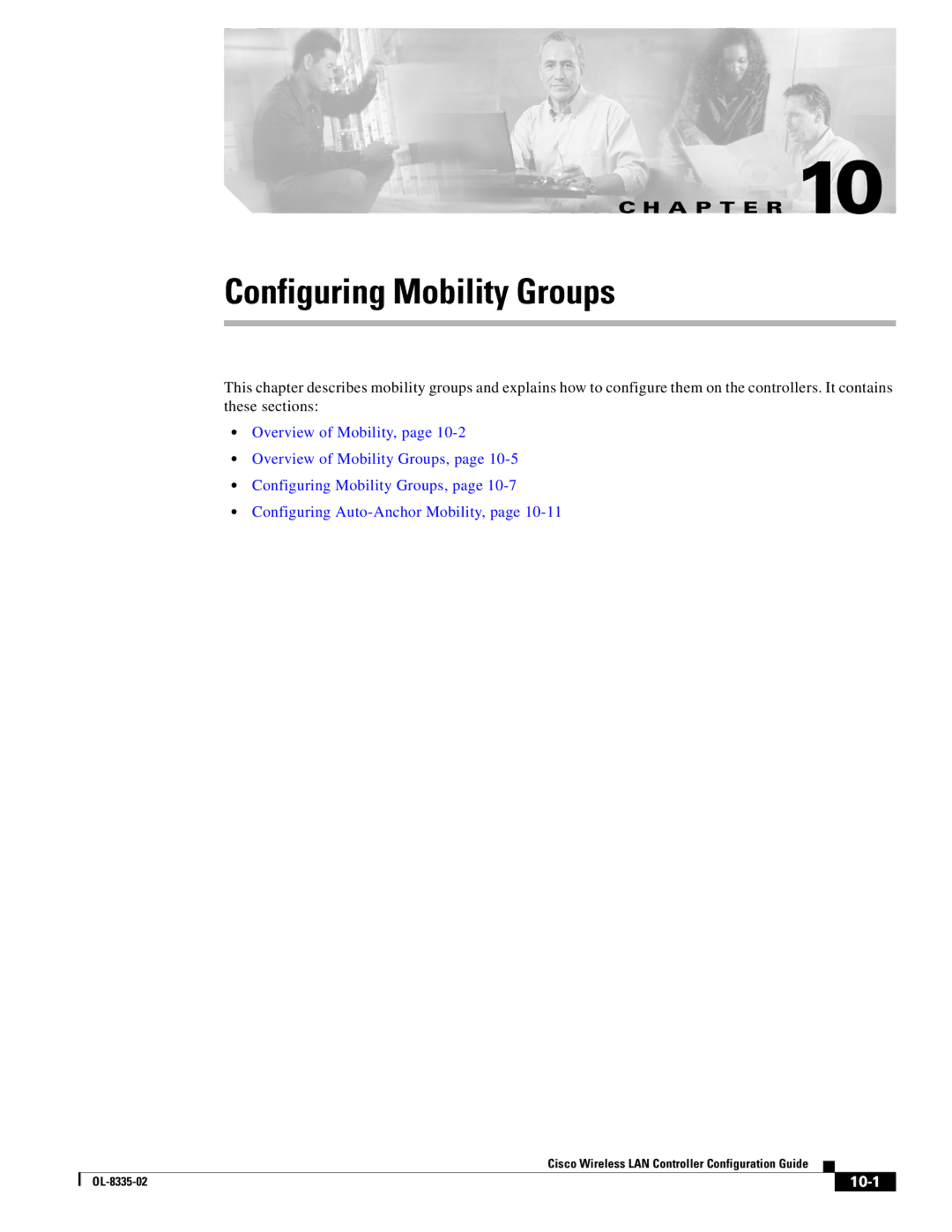 Cisco Systems OL-8335-02 manual Configuring Mobility Groups, 10-1 