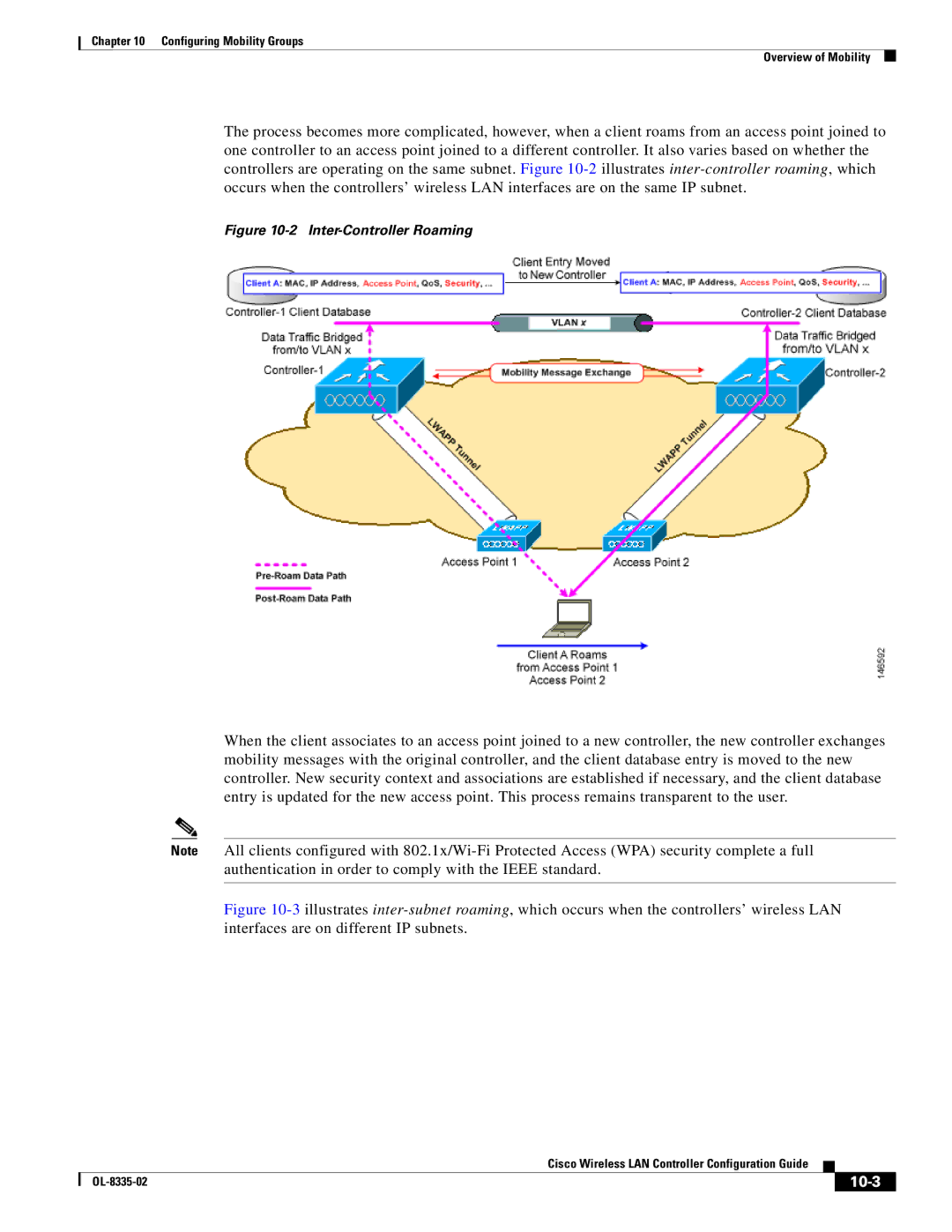 Cisco Systems OL-8335-02 manual 10-3, Inter-Controller Roaming 