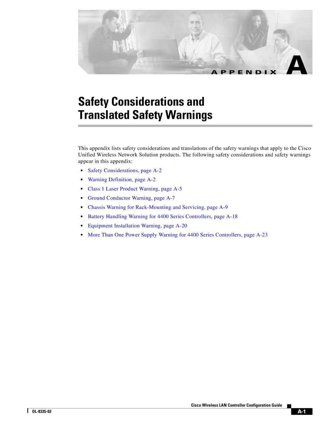 Cisco Systems OL-8335-02 manual Safety Considerations Translated Safety Warnings 