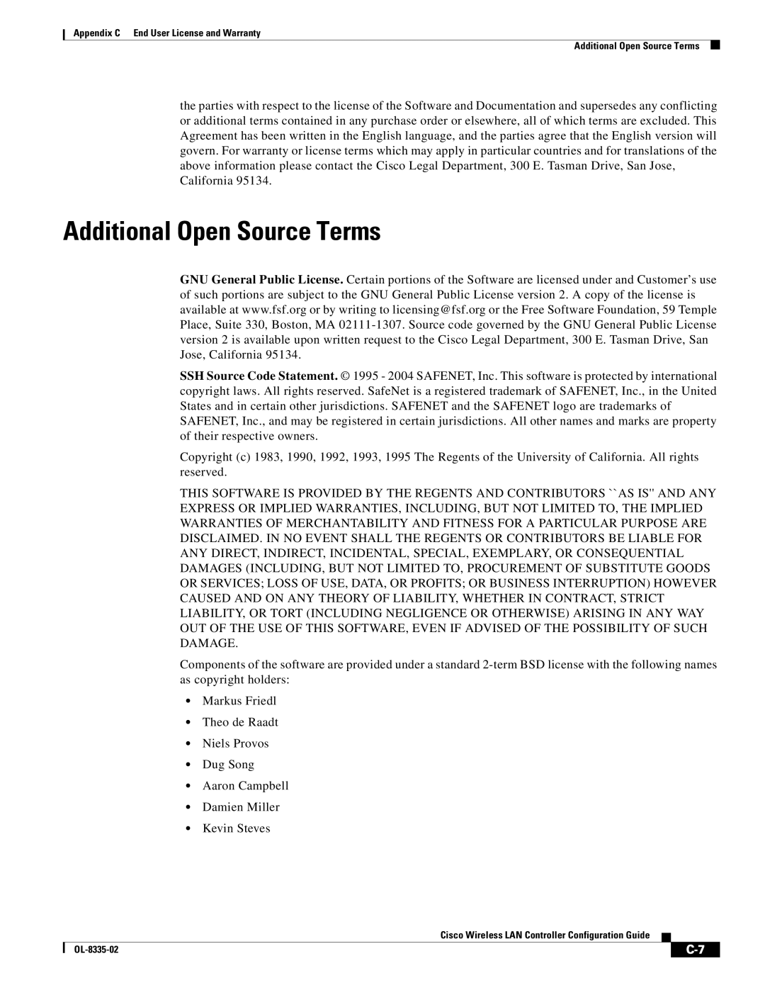 Cisco Systems OL-8335-02 manual Additional Open Source Terms 