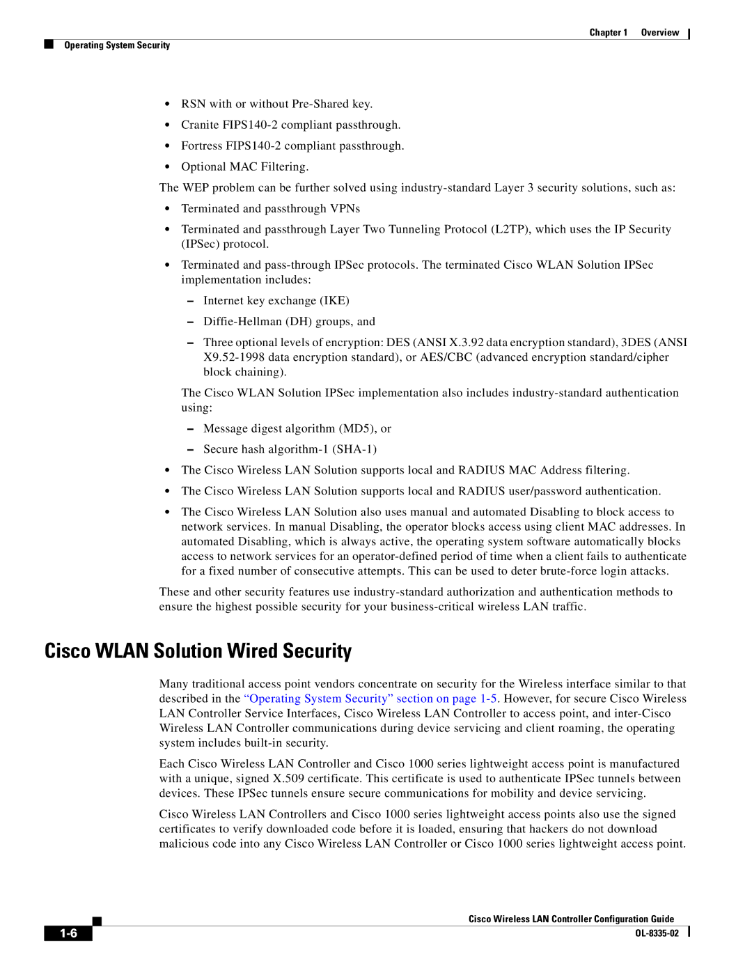 Cisco Systems OL-8335-02 manual Cisco Wlan Solution Wired Security 