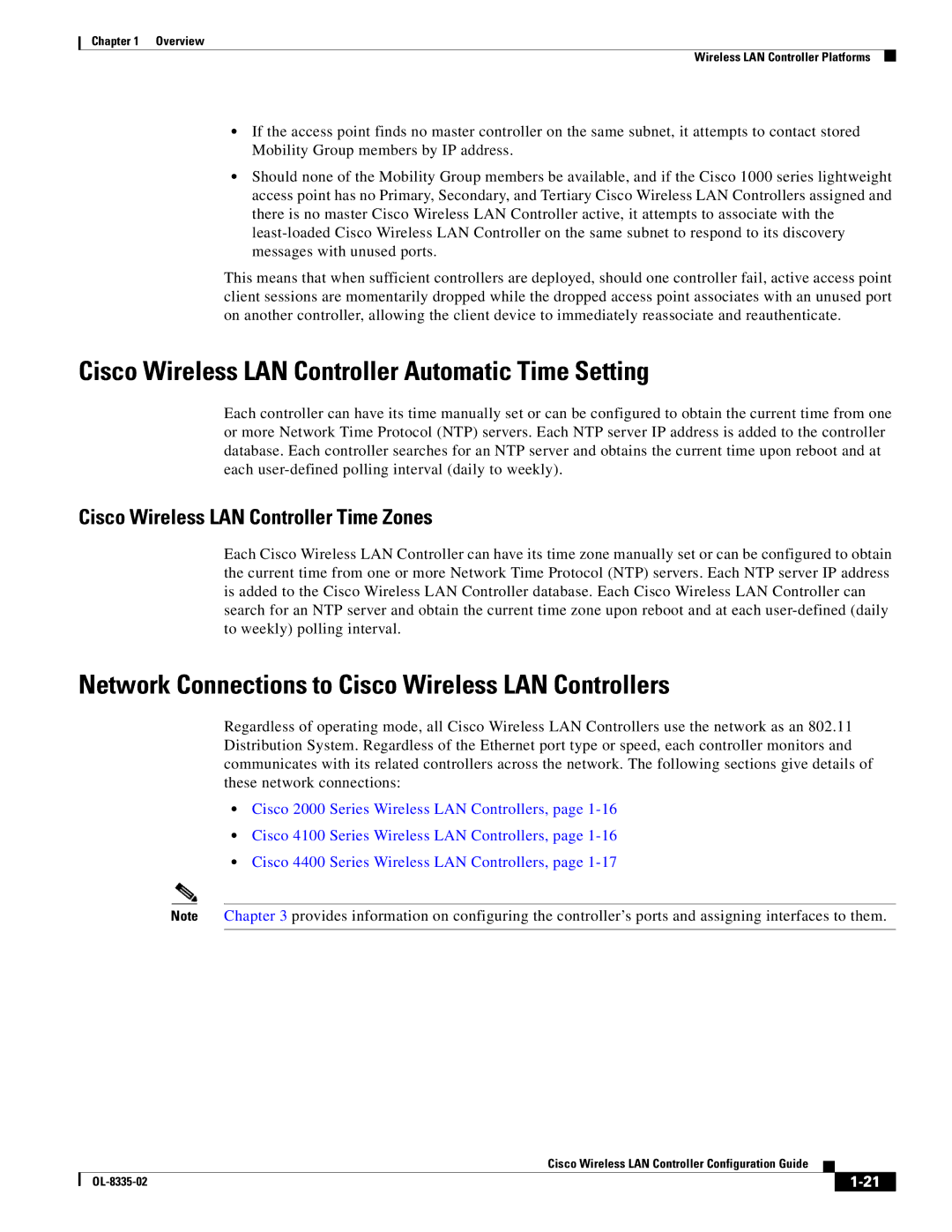 Cisco Systems OL-8335-02 Cisco Wireless LAN Controller Automatic Time Setting, Cisco Wireless LAN Controller Time Zones 