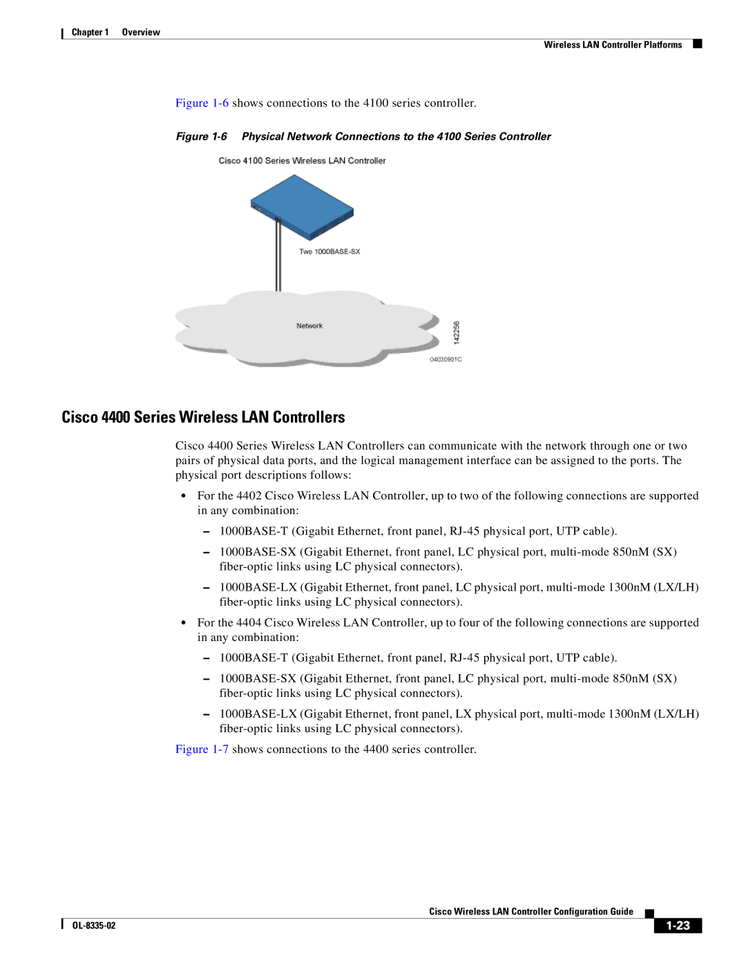 Cisco Systems OL-8335-02 Cisco 4400 Series Wireless LAN Controllers, 6shows connections to the 4100 series controller 