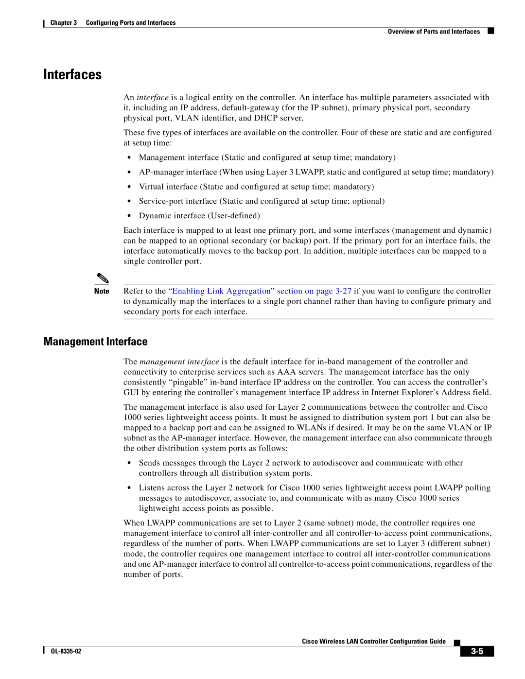 Cisco Systems OL-8335-02 manual Interfaces, Management Interface 