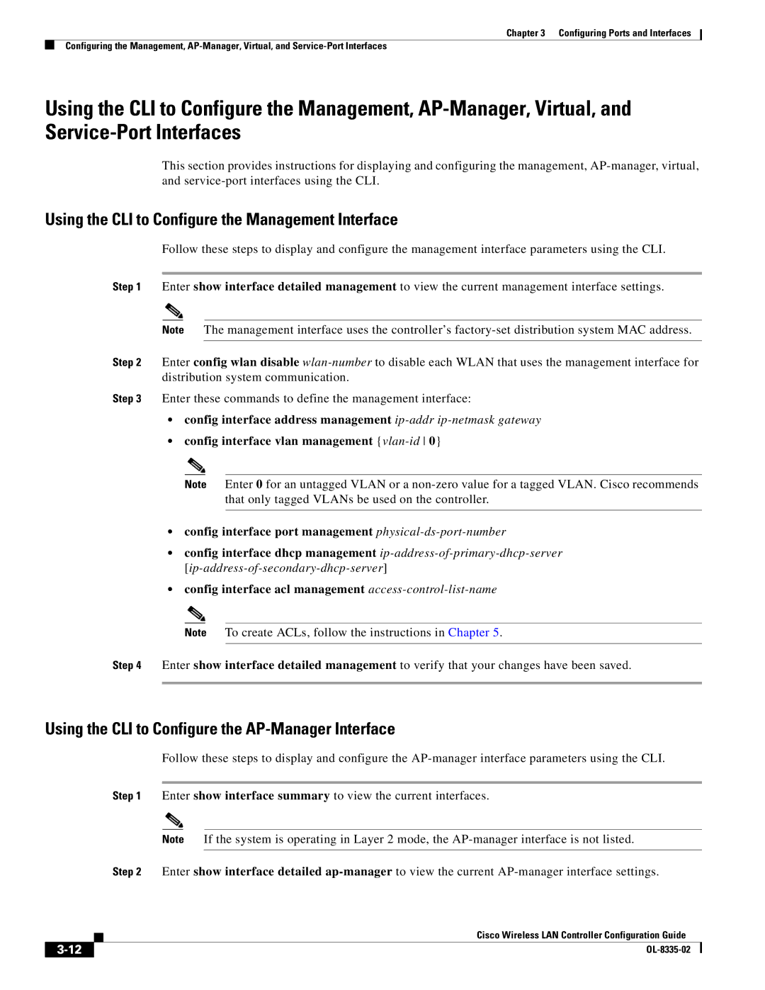 Cisco Systems OL-8335-02 manual Using the CLI to Configure the Management Interface 