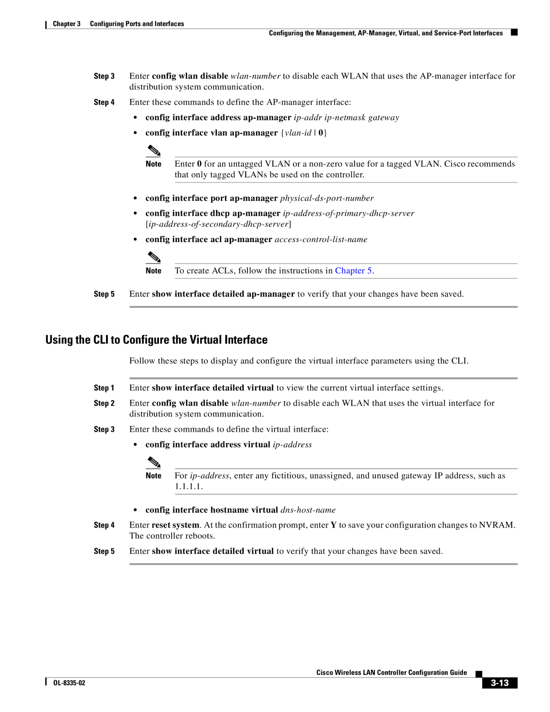 Cisco Systems OL-8335-02 manual Using the CLI to Configure the Virtual Interface 