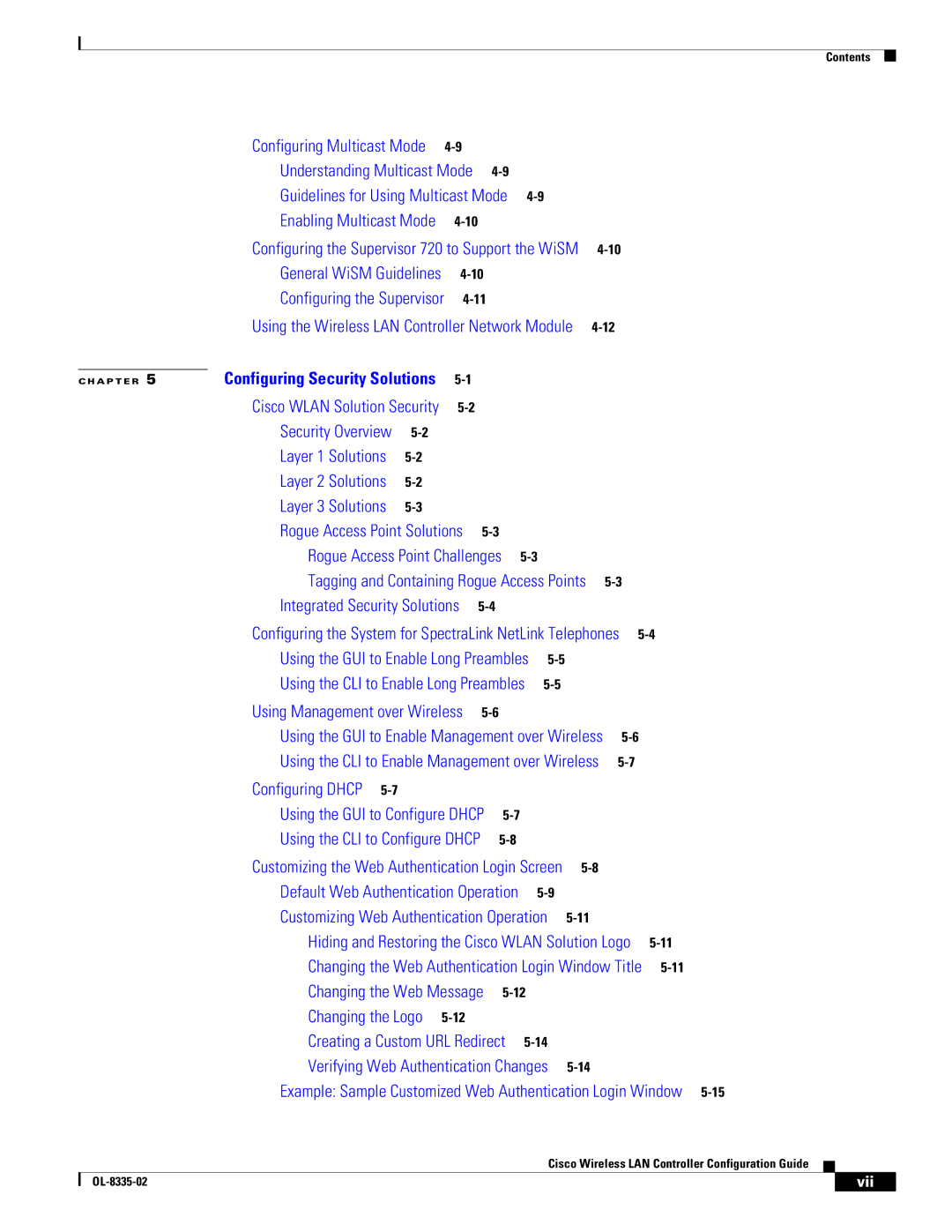 Cisco Systems OL-8335-02 manual Configuring the System for SpectraLink NetLink Telephones, Vii 