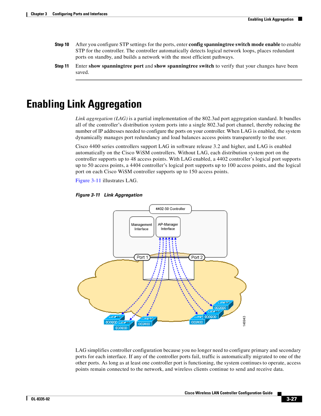 Cisco Systems OL-8335-02 manual Enabling Link Aggregation, 11illustrates LAG 