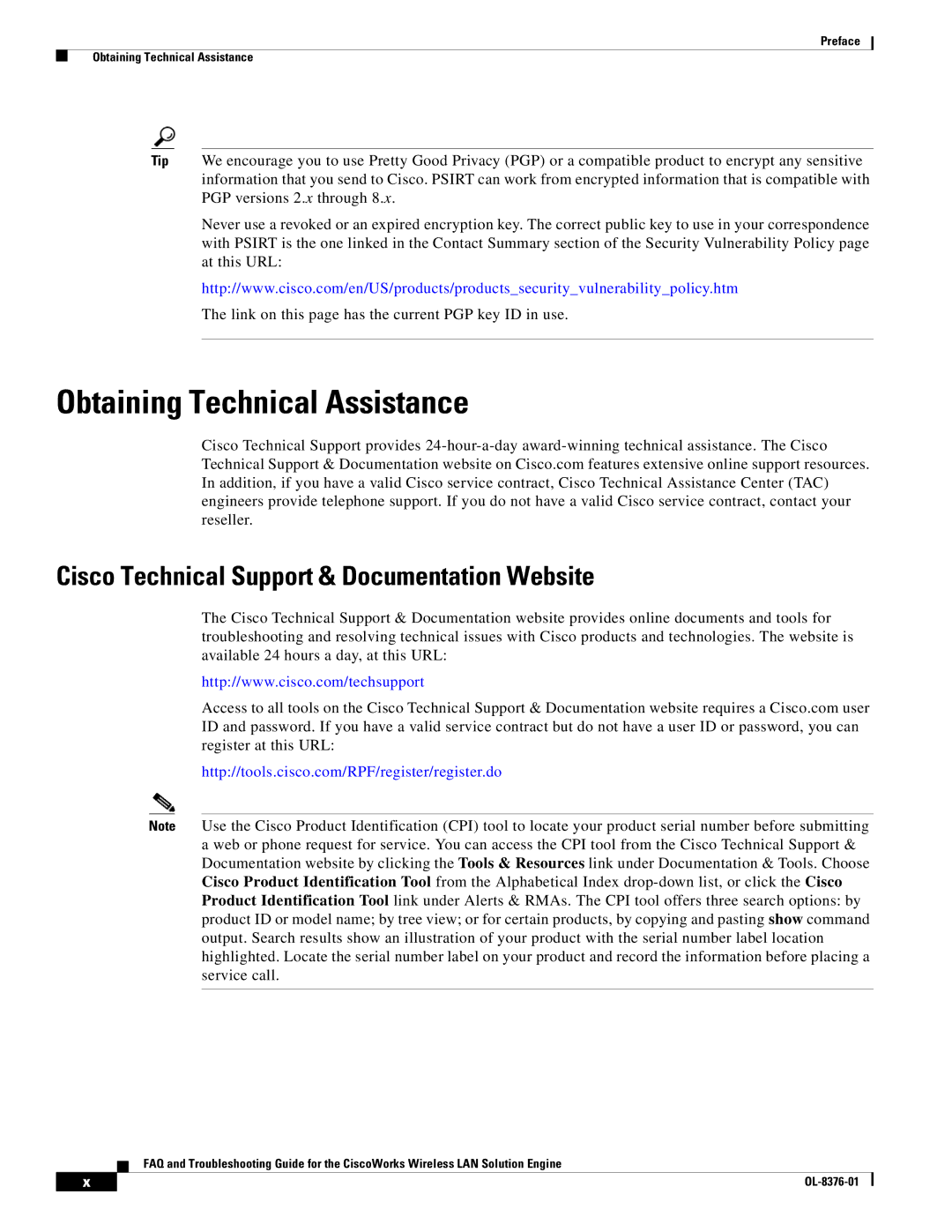 Cisco Systems OL-8376-01 manual Obtaining Technical Assistance, Cisco Technical Support & Documentation Website 