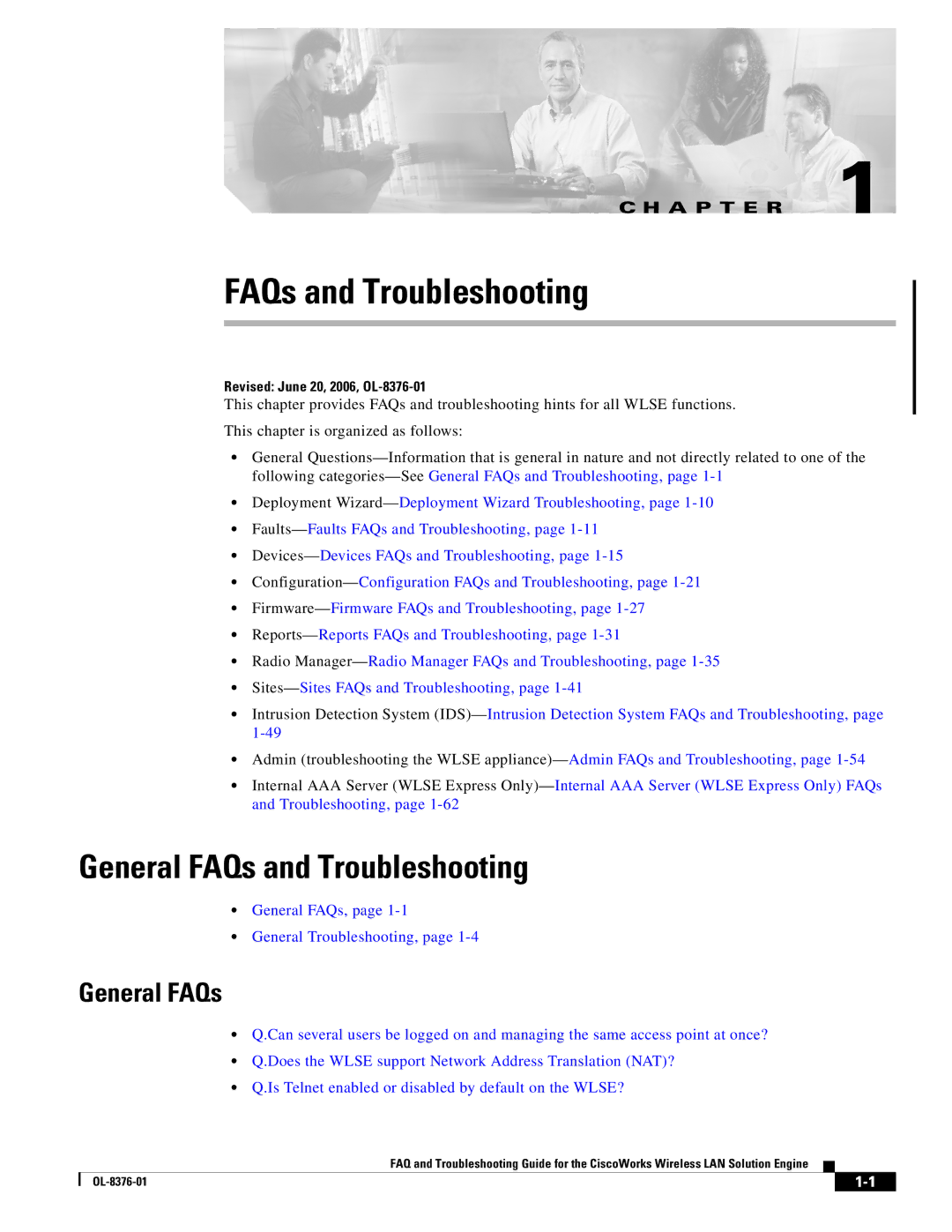 Cisco Systems OL-8376-01 manual General FAQs and Troubleshooting 