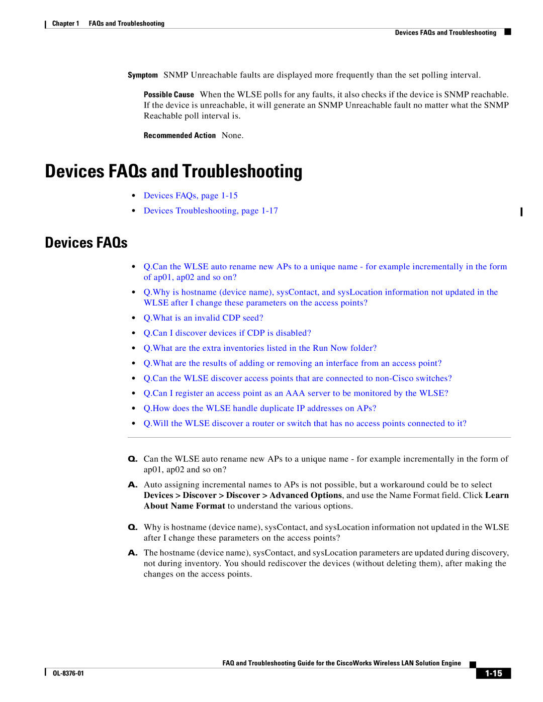 Cisco Systems OL-8376-01 manual Devices FAQs and Troubleshooting 