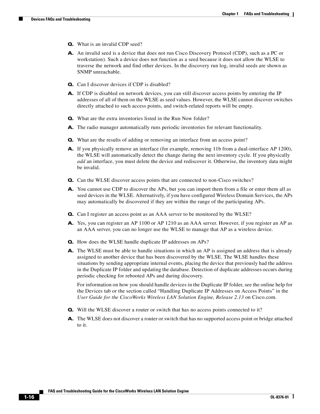 Cisco Systems OL-8376-01 manual FAQs and Troubleshooting Devices FAQs and Troubleshooting 