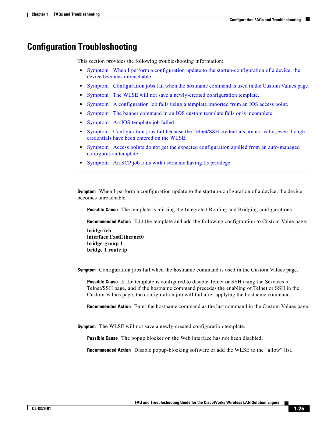 Cisco Systems OL-8376-01 manual Configuration Troubleshooting 