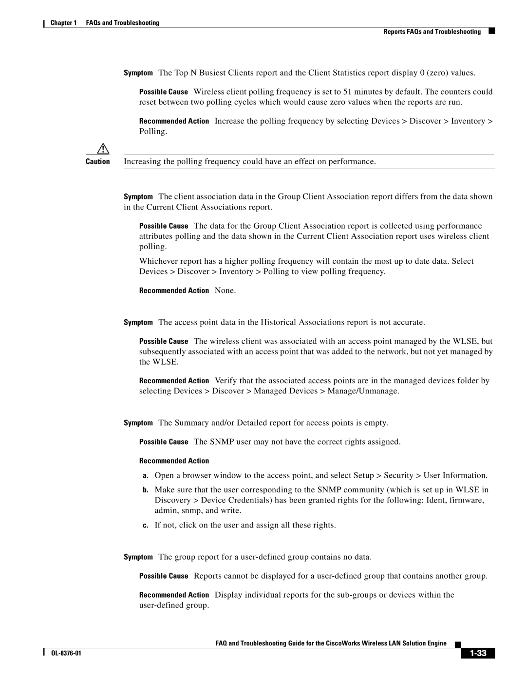 Cisco Systems OL-8376-01 manual Recommended Action None 