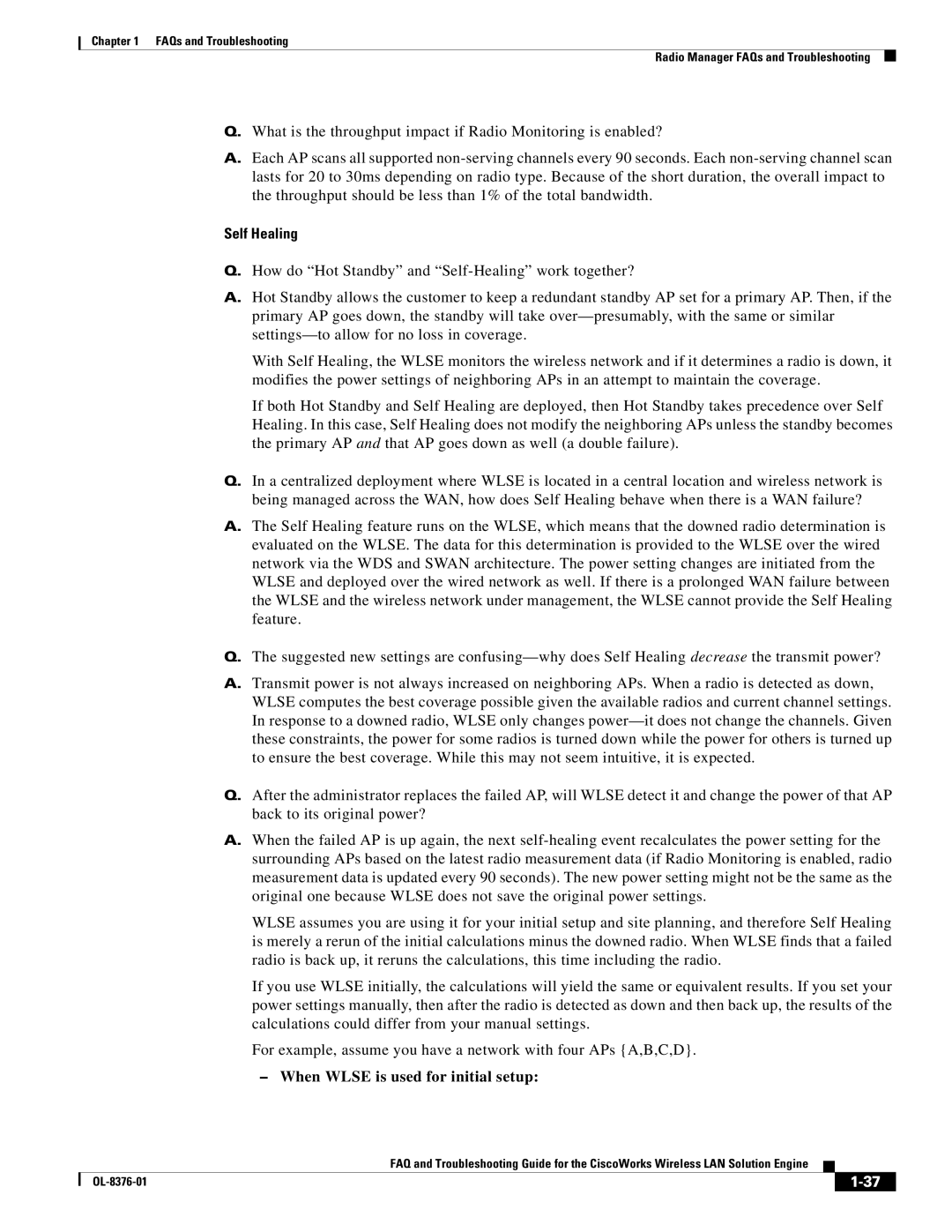 Cisco Systems OL-8376-01 manual When Wlse is used for initial setup 